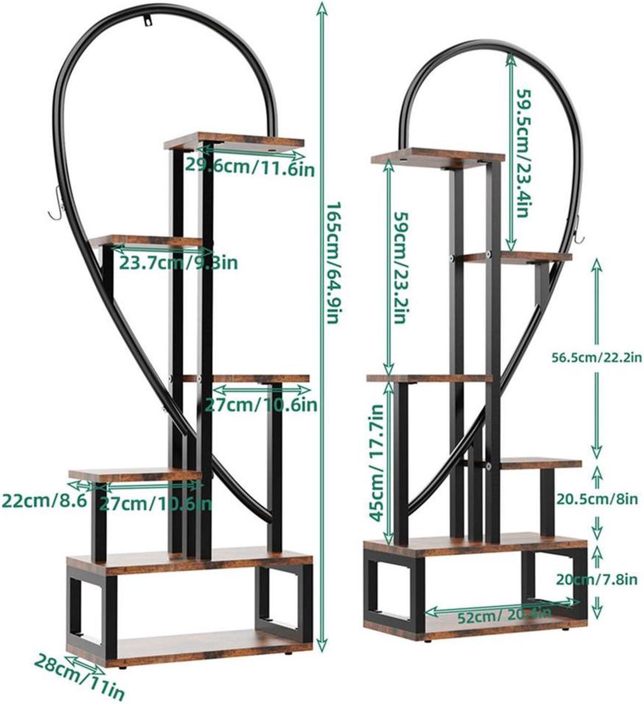 Alt view image 7 of 7 - 2PCS  Jumbo Large Heart-Shape Outdoor Garden Patio Plant Ladder Stand Flower Shelf Basket Hanging Rack