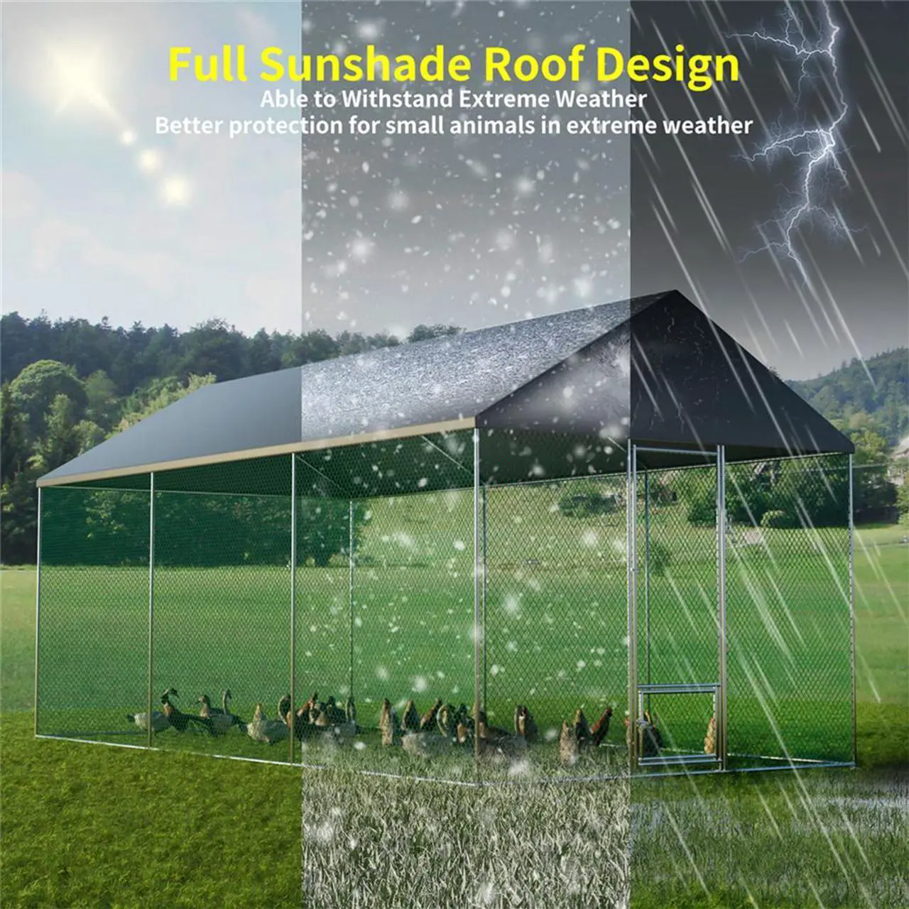 Alt view image 6 of 7 - XXL Walk In Pet Chicken Run Coop Cage Chicken Rabbit Hutch Hen Ferret House Enclosure  with Cover & Gate