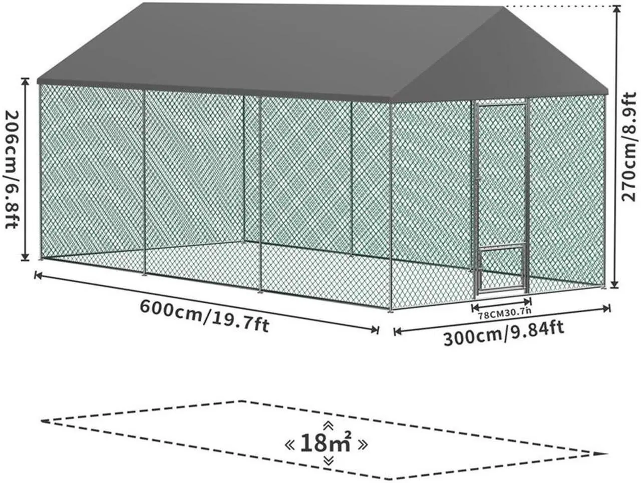 Alt view image 7 of 7 - XXL Walk In Pet Chicken Run Coop Cage Chicken Rabbit Hutch Hen Ferret House Enclosure  with Cover & Gate