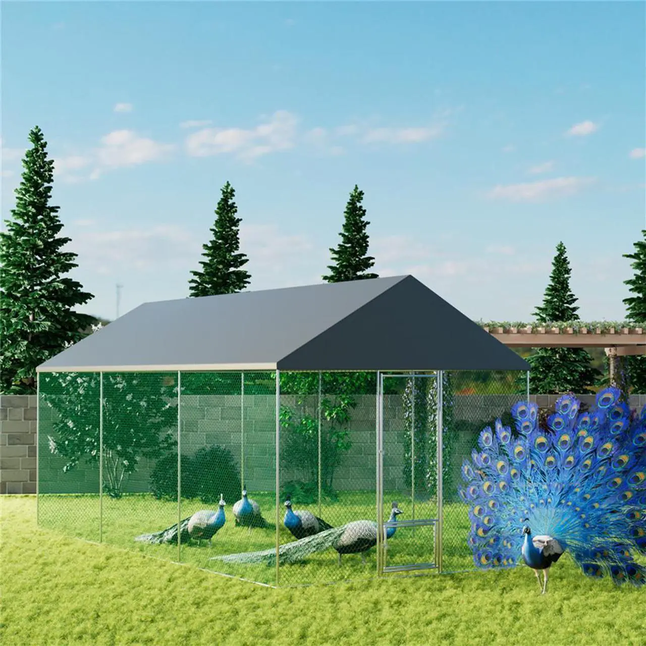 Alt view image 3 of 7 - XXL Walk In Pet Chicken Run Coop Cage Chicken Rabbit Hutch Hen Ferret House Enclosure  with Cover & Gate