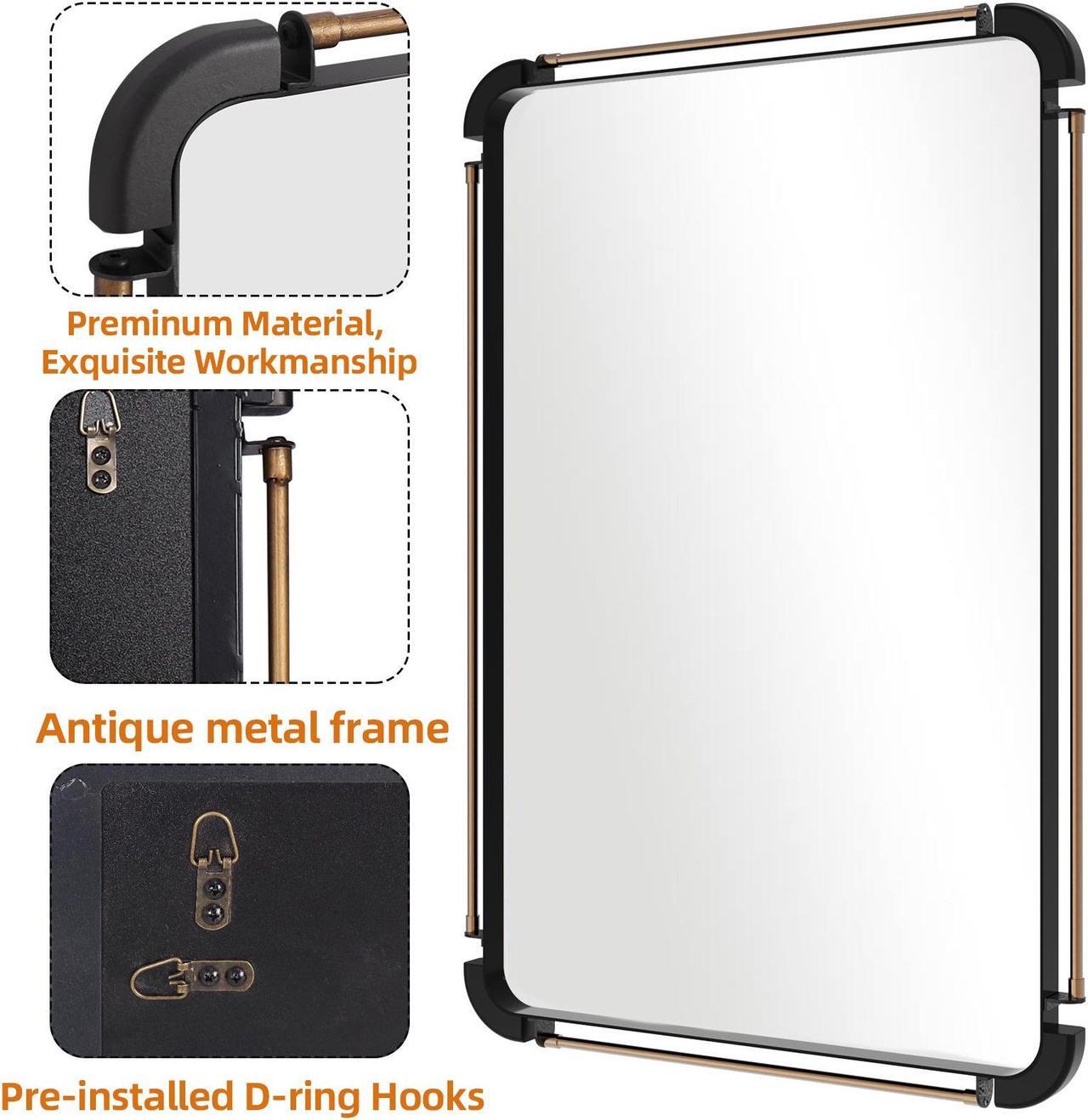 Alt view image 6 of 7 - UNHO Farmhouse Industrial Iron Pipe Mirror Rustic Rectangular Wall Decorative Vanity Mirror Living Room Entrance