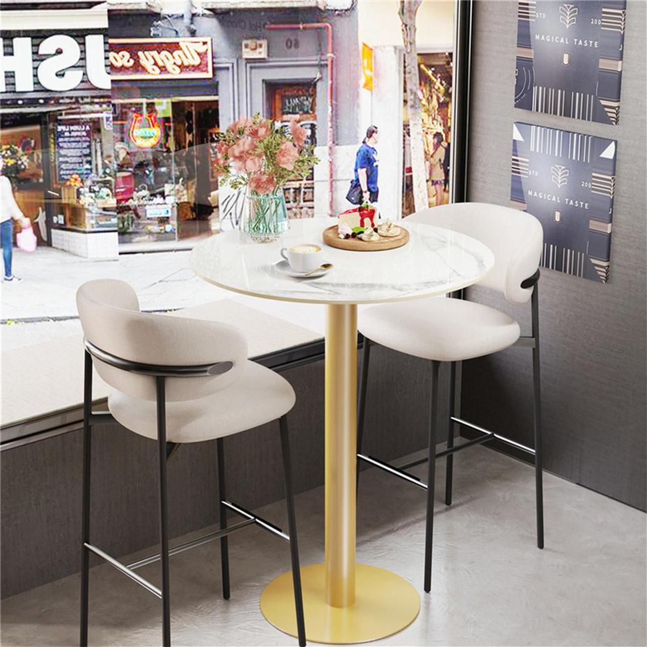 Alt view image 4 of 7 - Anti-Tipping Bistro Bar Table Stone-Top OfficeTable DiningTable with Steel Pedestal