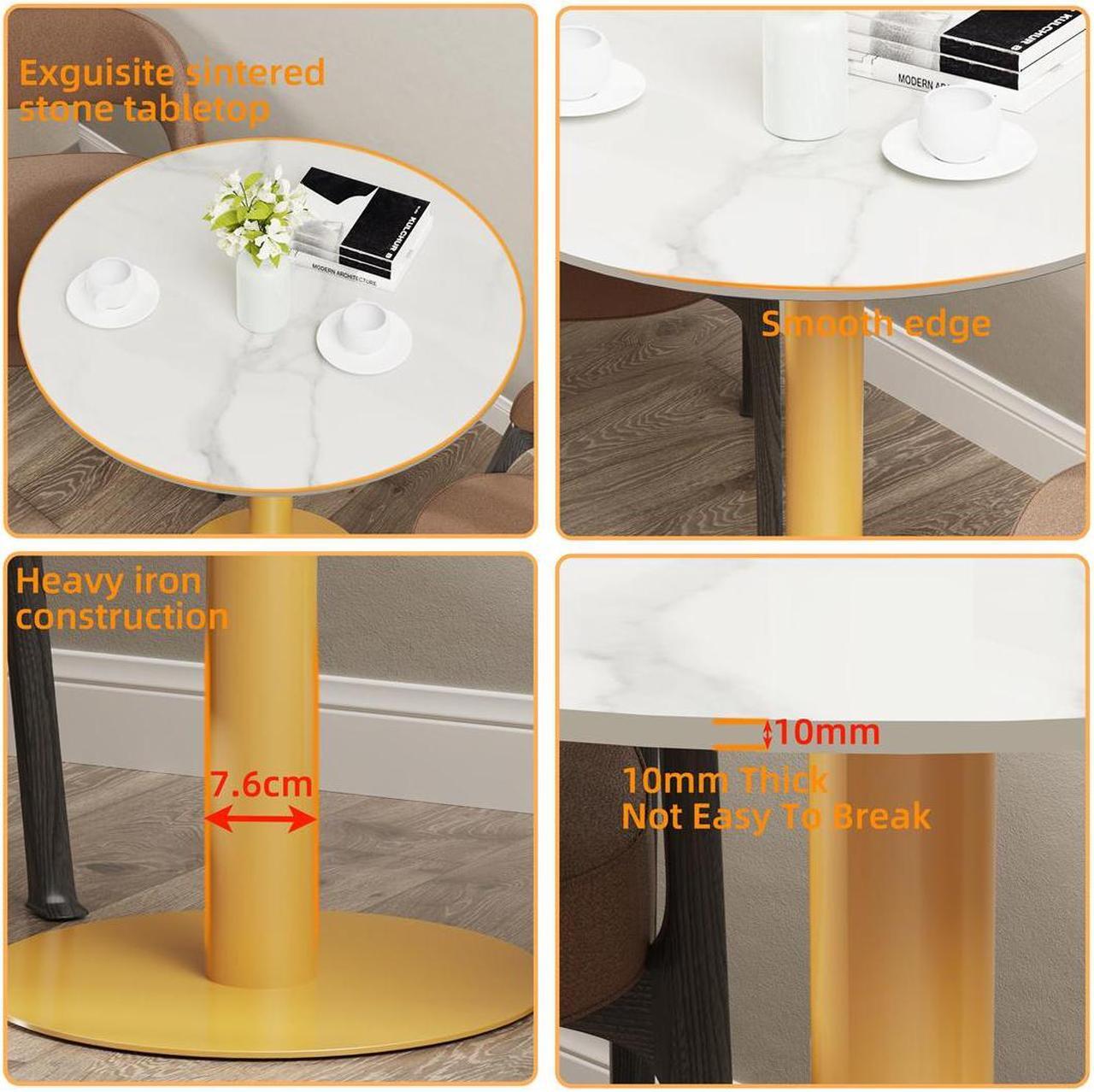 Alt view image 5 of 7 - Anti-Tipping Bistro Bar Table Stone-Top OfficeTable DiningTable with Steel Pedestal