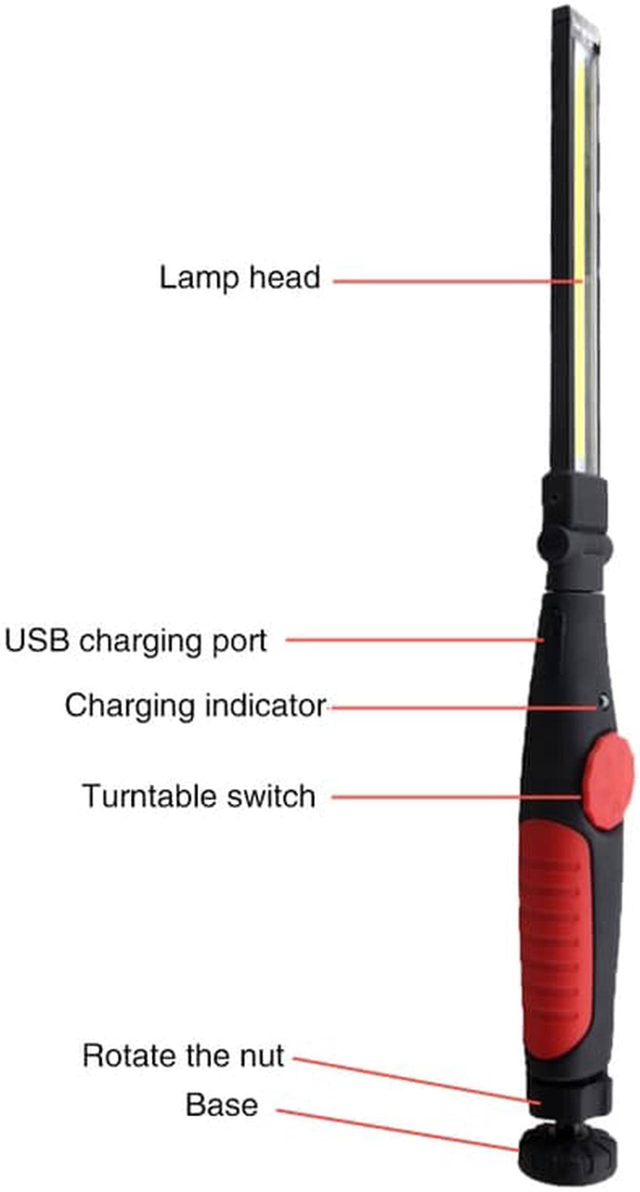 Alt view image 2 of 7 - Protable Garage Working Light Multifunction Rechargeable COB LED Slim Work Light Lamp Flashlight Worklight Outdoor - Red