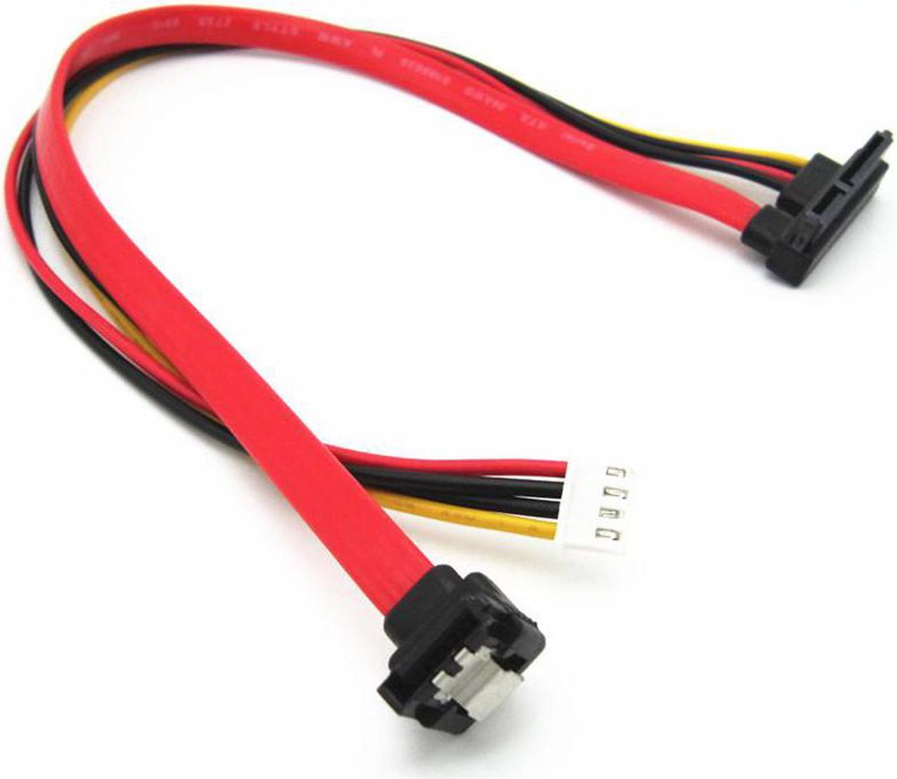 1 Piece 50cm 90 Degree SATA Male 22pin (7+15) + SH 2.0 4pin Power Right Angled SATA HDD Hard Disk High Speed Computer Data Power Cable