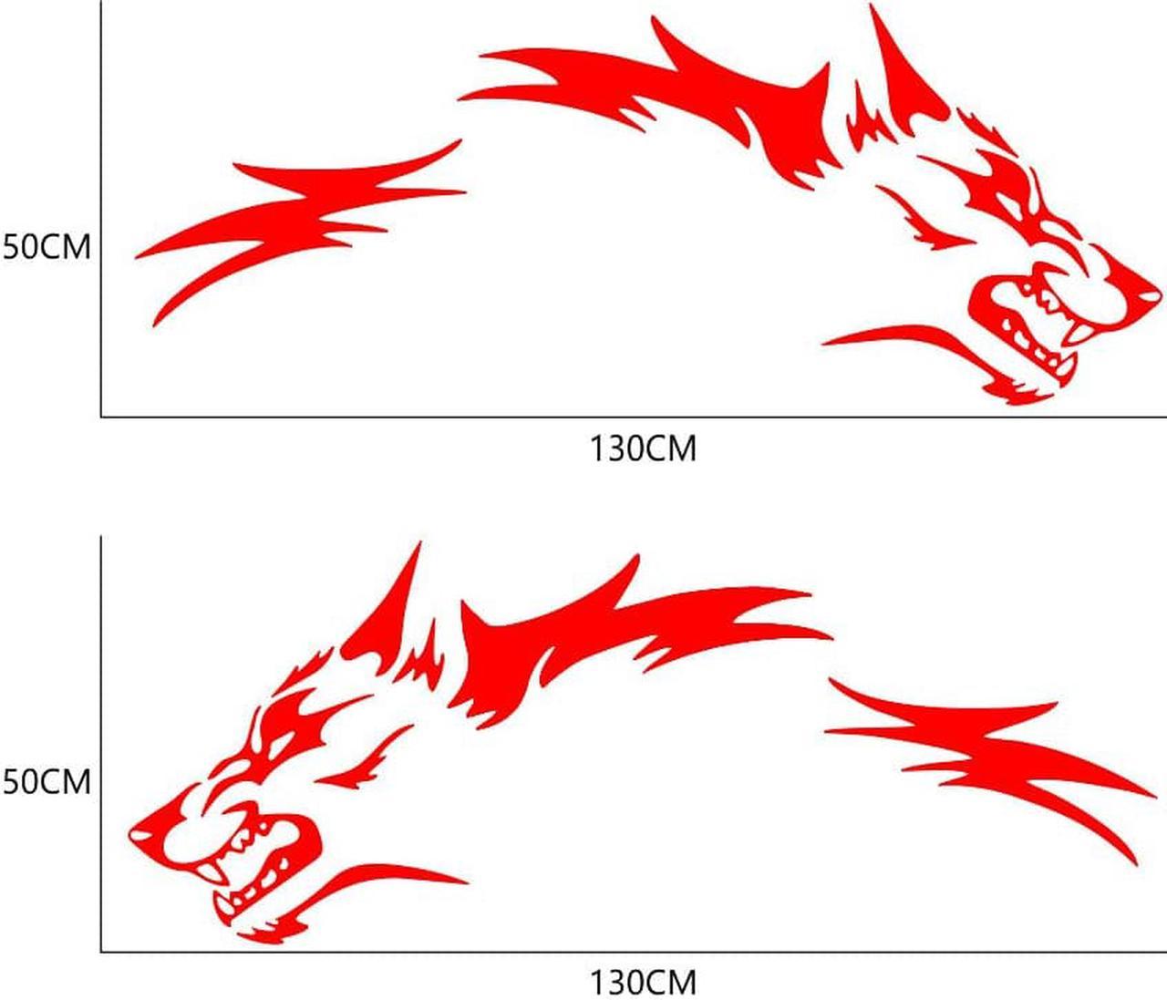 FYUU 2pcs Universal Vinyl Car Stickers Red Running Wolf Head Pattern