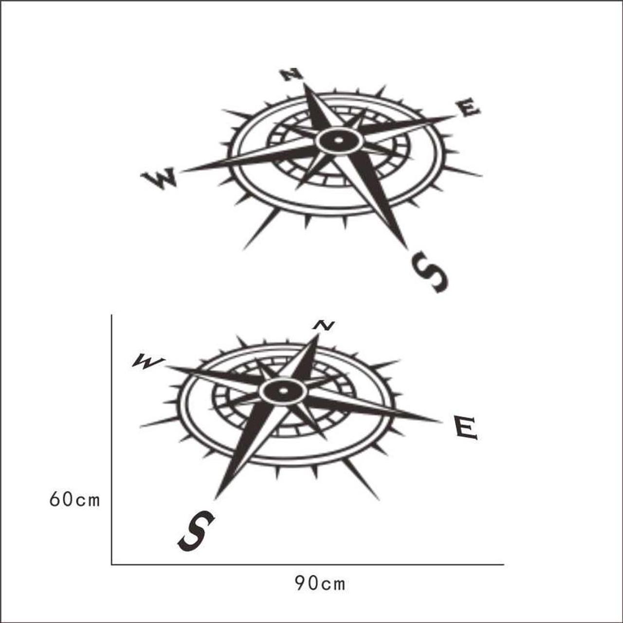 1 Pair Compass Stickers Black 90 x 60 cm For Car Truck Camper RV Van