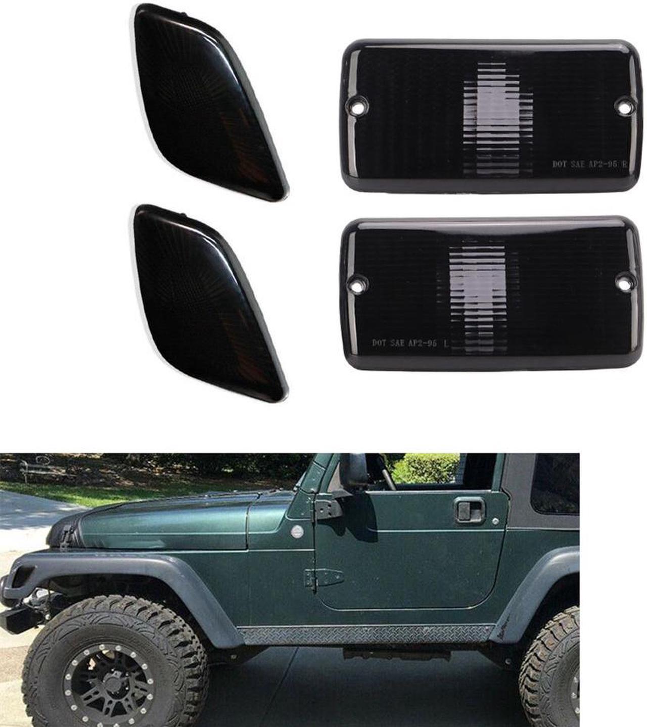 2x Smoke Bumper Signal Fender Side Marker Lights For Jeep Wrangler TJ 1997-2006