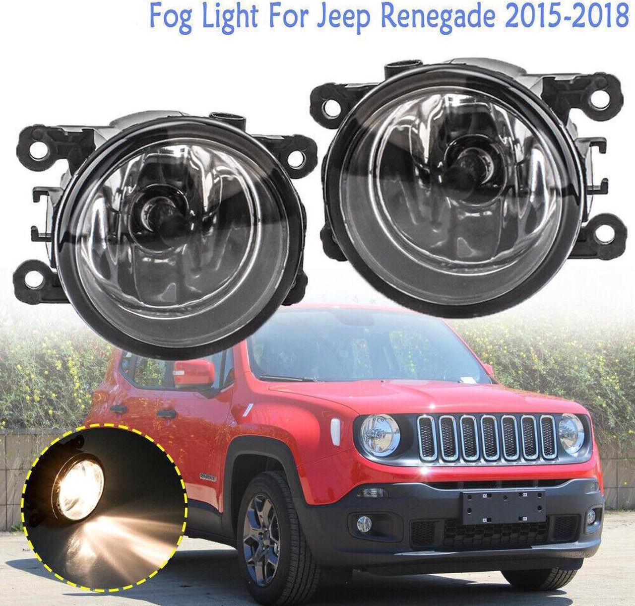 FYUU 1 Pair Fog Lights Driving Lamps For Jeep Renegade 2015-2018 with H11 Bulbs