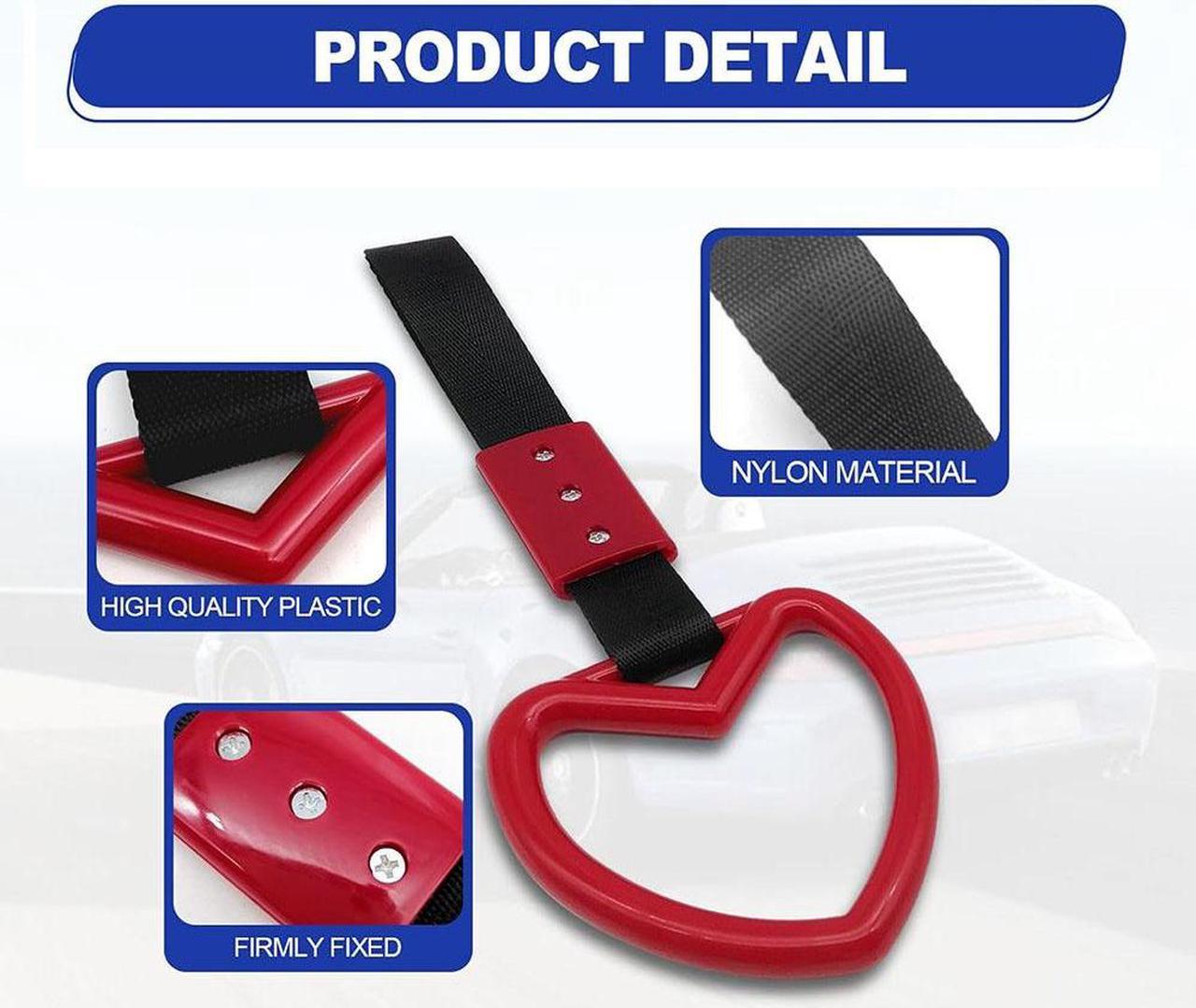 Red Handle Strap Heart Ring For Car Warning Subway Train Bus Interior