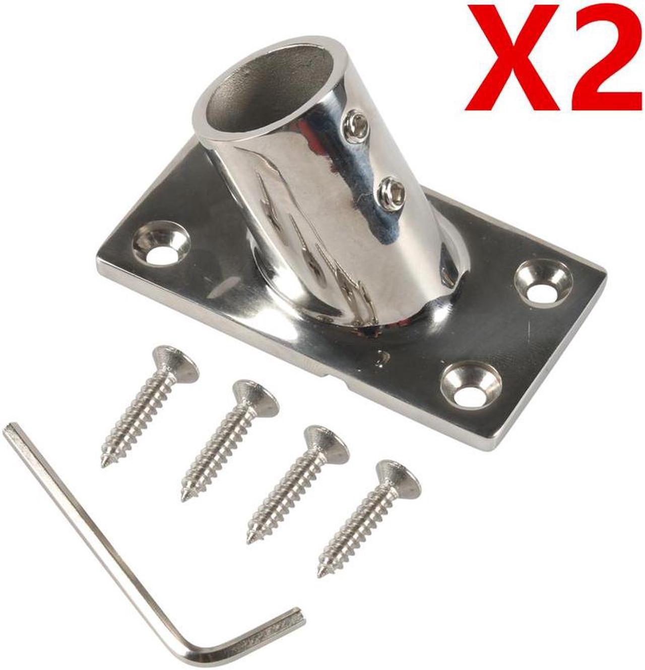 2 Pcs Stainless Steel 60 Degree 7/8 Inch Rectangular Base for Boat Hand Rail Fittings