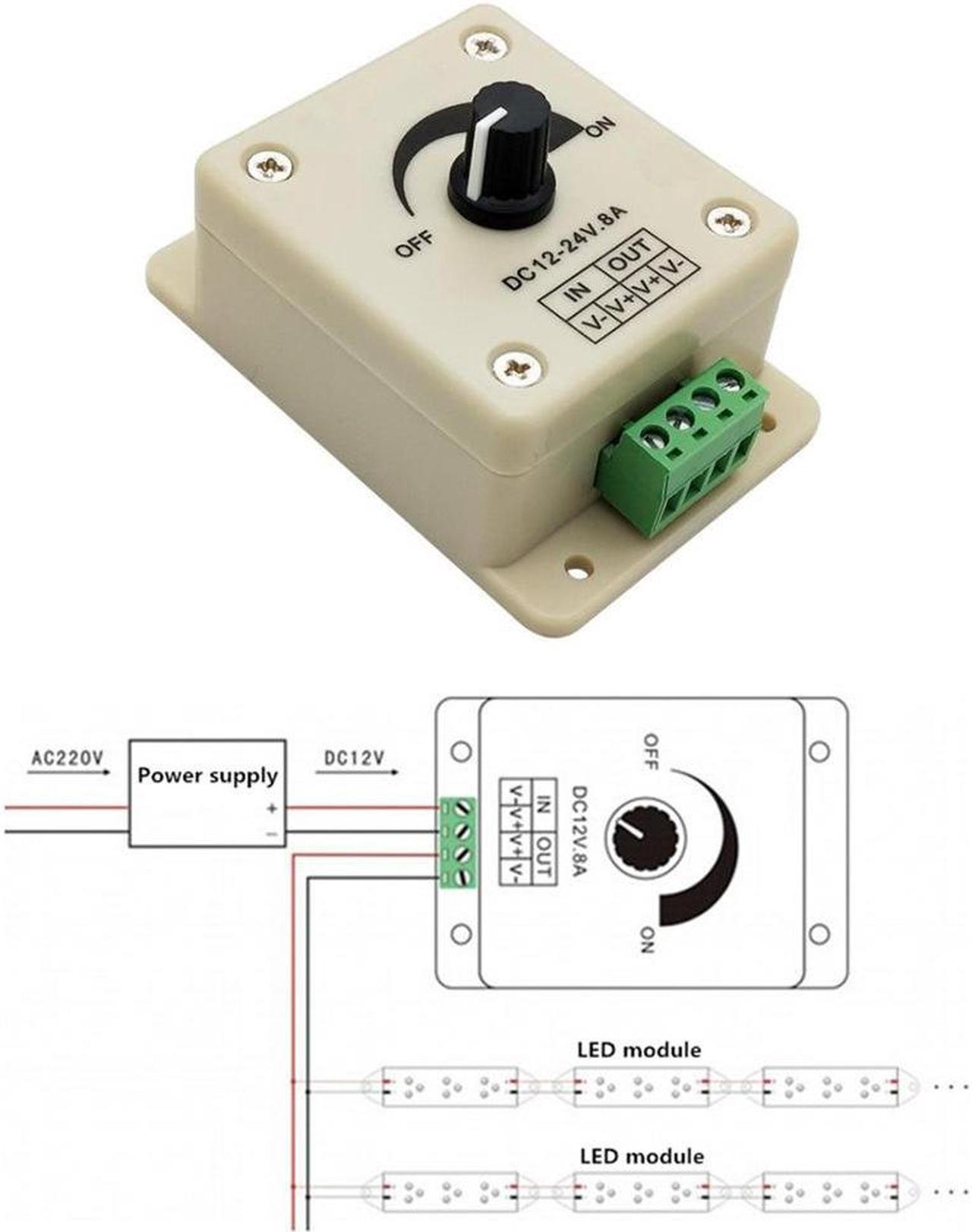 2Pcs Manual Dimmer Switch DC12-24V 8A For LED Strip Light Lamp