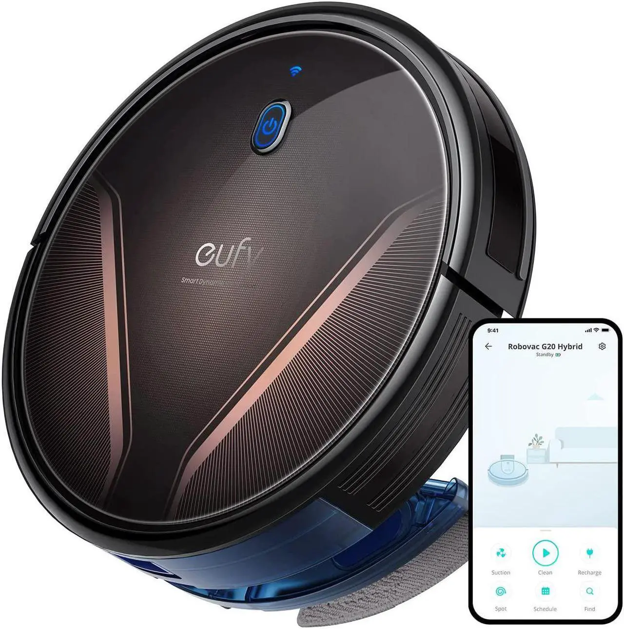 Main image of eufy by Anker, RoboVac G20 Hybrid, Robot Vacuum, Smart Dynamic Navigation, 2500 Pa Strong Suction, 2-in-1 Vacuum and Mop, Ultra-Slim, App, Voice Control, Compatible with Alexa, Ideal for Daily Messes