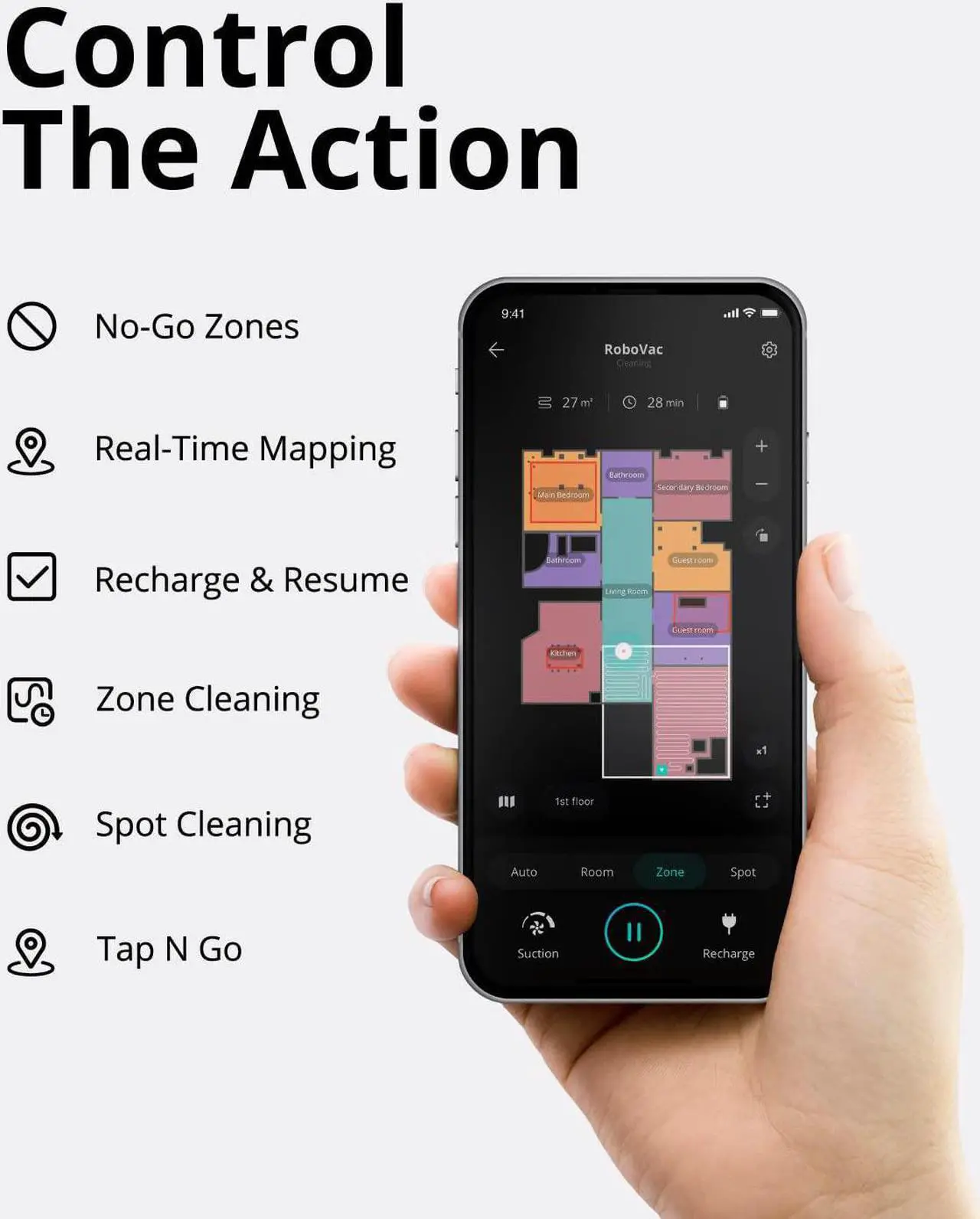 Alt view image 7 of 7 - eufy by Anker, RoboVac X8 Hybrid, Robot Vacuum and Mop Cleaner with iPath Laser Navigation, Twin-Turbine Technology generates 2000Pa x2 Suction, AI. Map 2.0 Technology, Wi-Fi (White)