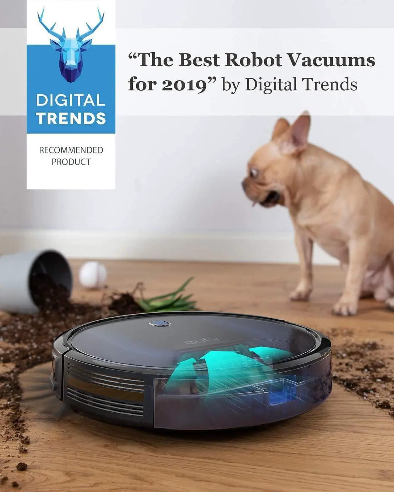 Alt view image 2 of 7 - Eufy BoostIQ RoboVac 15C MAX, Wi-Fi Connected, Super-Thin, 2000Pa Suction, Quiet, Self-Charging Robotic Vacuum Cleaner, Cleans Hard Floors to Medium-Pile Carpets, Black (Renewed)