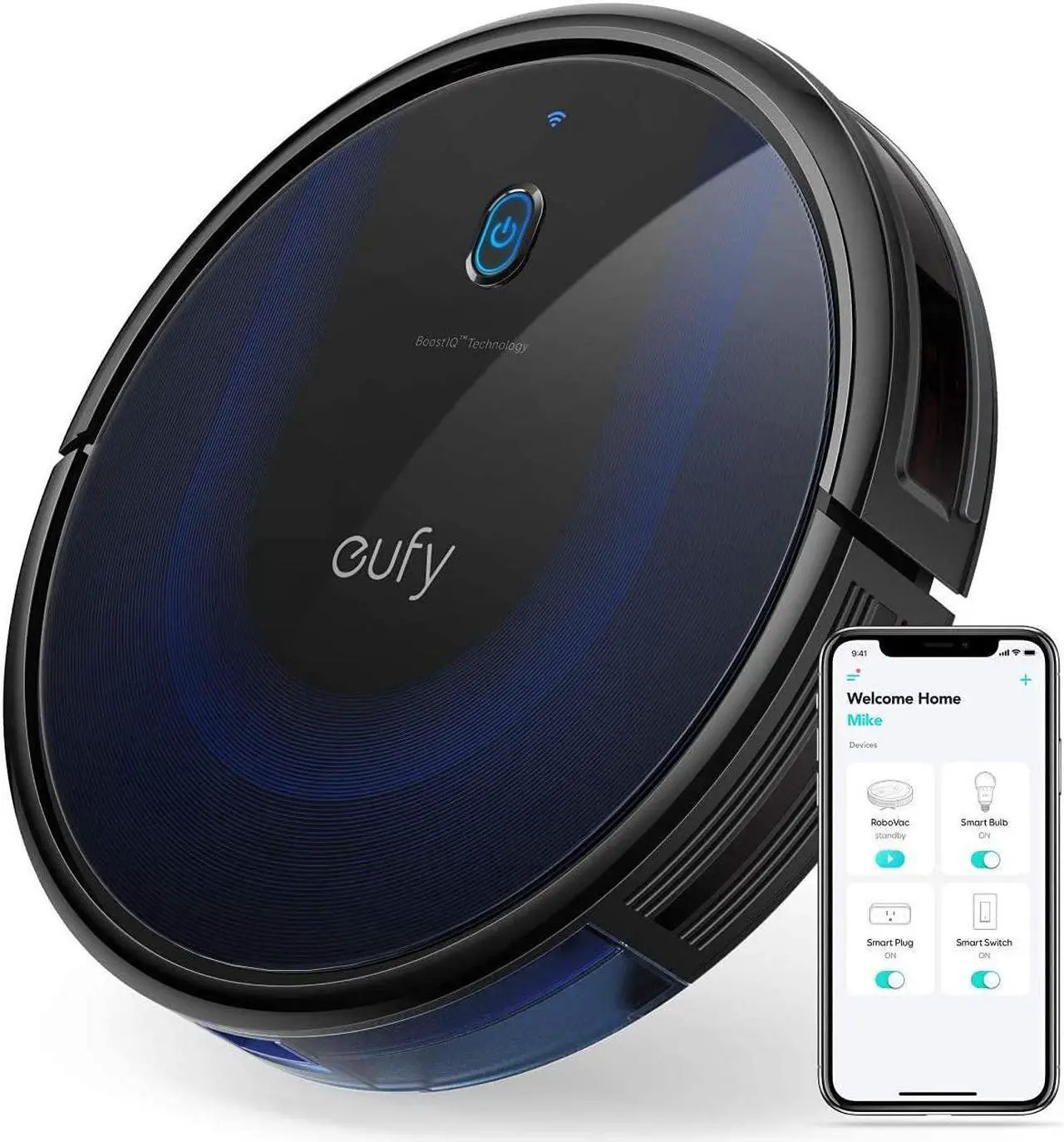 Main image of Eufy BoostIQ RoboVac 15C MAX, Wi-Fi Connected, Super-Thin, 2000Pa Suction, Quiet, Self-Charging Robotic Vacuum Cleaner, Cleans Hard Floors to Medium-Pile Carpets, Black (Renewed)