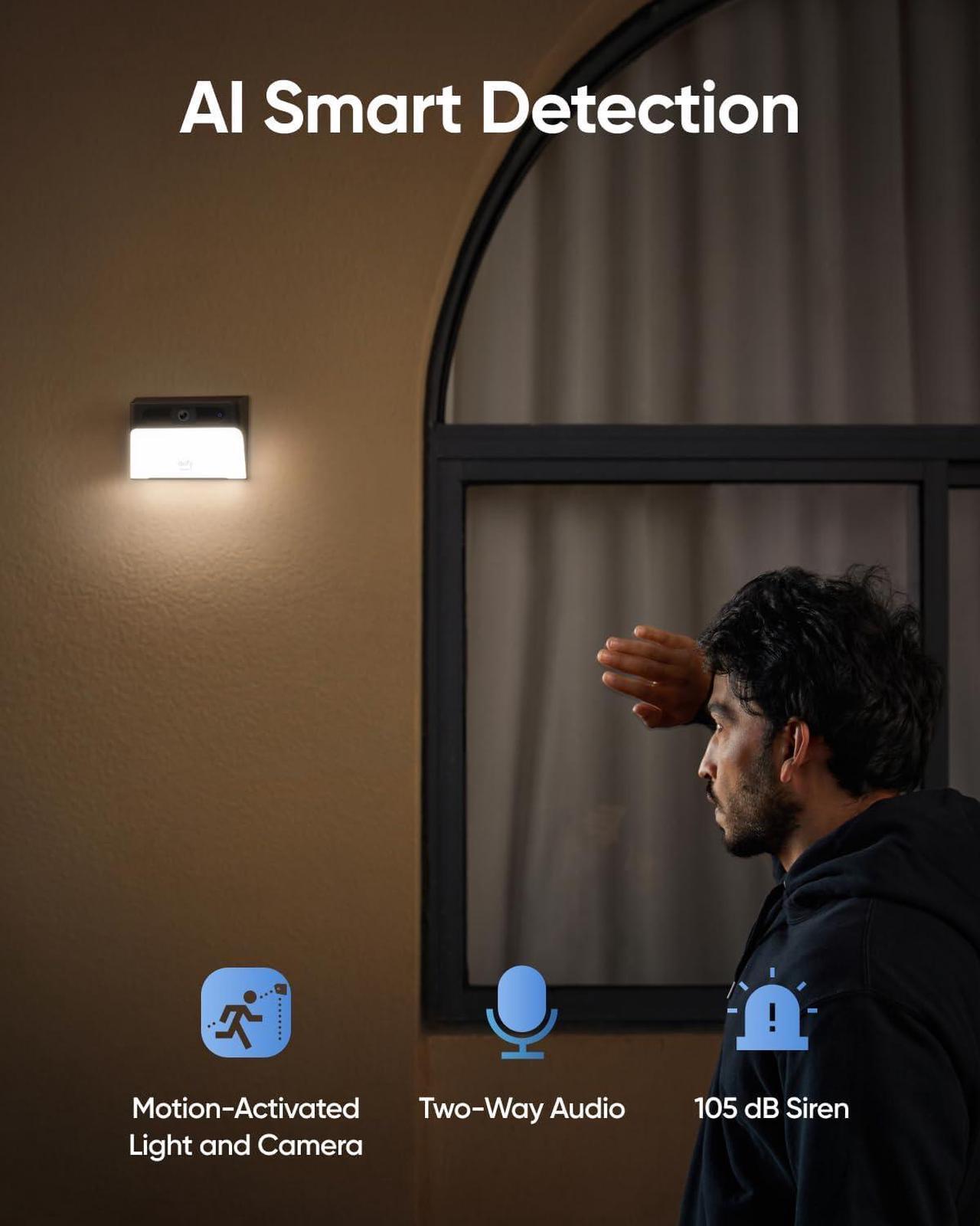 Alt view image 6 of 7 - eufy Security Solar Wall Light Cam S120, Solar Security Camera, Wireless Outdoor Camera, 2K Camera, Forever Power, Motion Activated Light, AI Detection, IP65 Waterproof, Spotlight, No Monthly Fee
