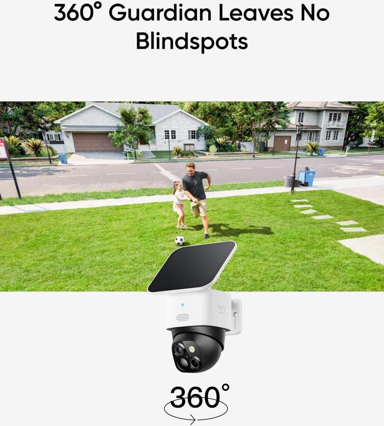 Alt view image 4 of 6 - eufy Security SoloCam S340, Solar Security Camera, Wireless Outdoor Camera, 360° Surveillance, No Blind Spots, 2.4 GHz Wi-Fi, No Monthly Fee, HomeBase S380 Compatible