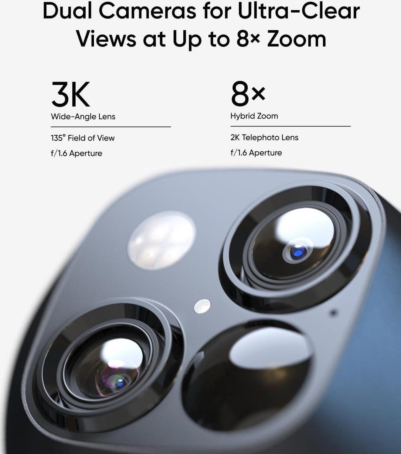 Alt view image 2 of 6 - eufy Security SoloCam S340, Solar Security Camera, Wireless Outdoor Camera, 360° Surveillance, No Blind Spots, 2.4 GHz Wi-Fi, No Monthly Fee, HomeBase S380 Compatible