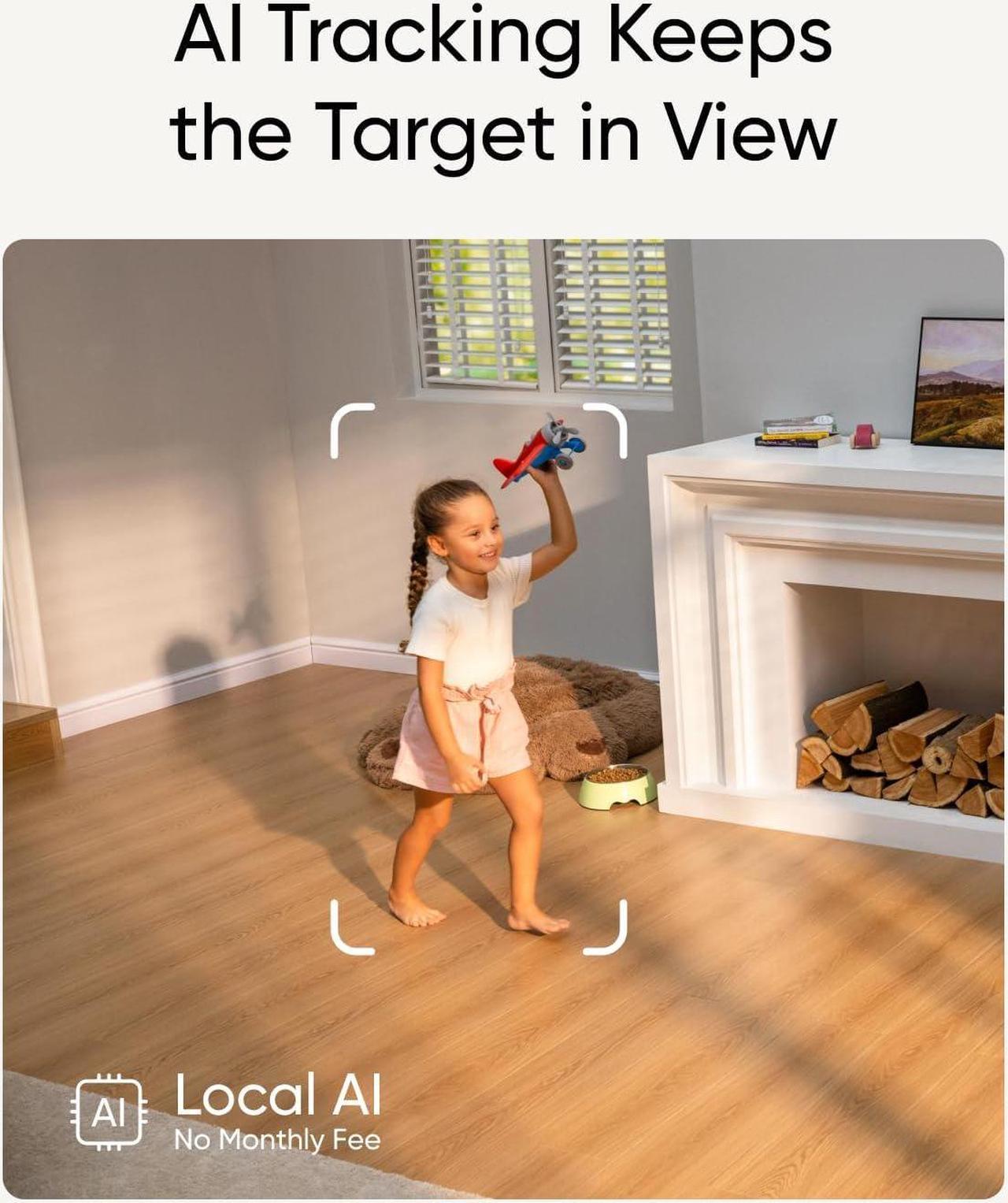 Alt view image 4 of 6 - eufy Security Indoor Cam S350, Dual Cameras, 4K UHD Resolution Security Camera with 8× Zoom and 360° PTZ, Human/Pet AI, Ideal for Baby Monitor/Pet Camera/Home Security, Dual-Band Wi-Fi 6, Plug in