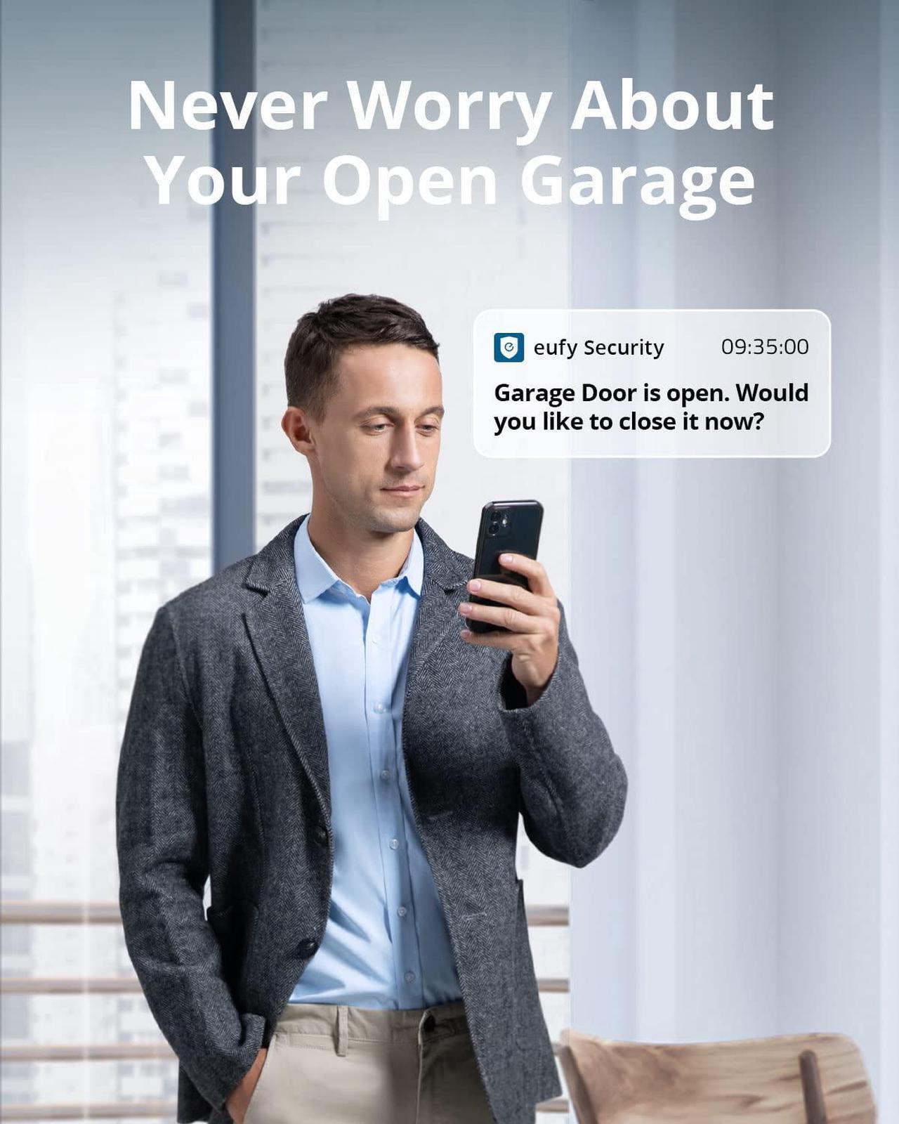 Alt view image 5 of 6 - eufy Security Smart Garage-Control Cam E110 with Sensor, Detects Open/Close Status, Real-Time Notifications, 2K, No Monthly Fee, AI Human Detection, 2.4GHz Wi-Fi only (Renewed)