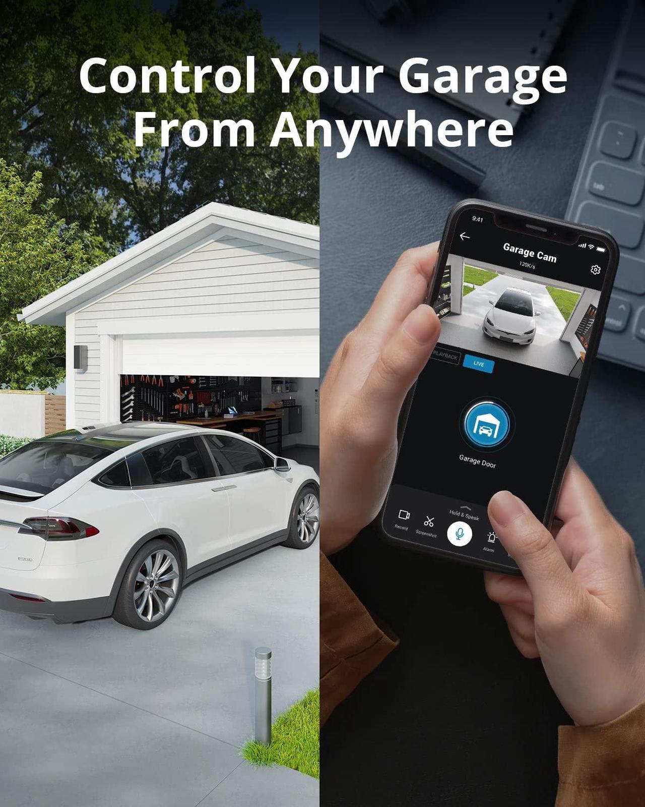 Alt view image 3 of 6 - eufy Security Smart Garage-Control Cam E110 with Sensor, Detects Open/Close Status, Real-Time Notifications, 2K, No Monthly Fee, AI Human Detection, 2.4GHz Wi-Fi only (Renewed)