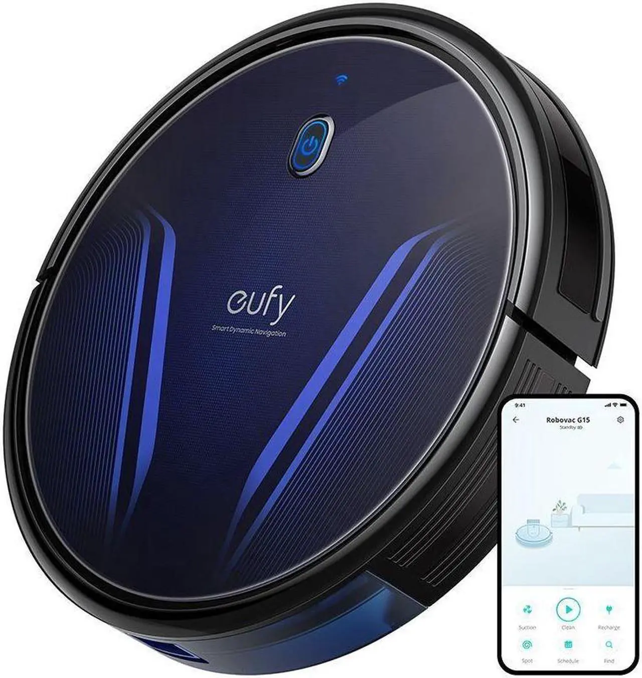 Main image of eufy by Anker, RoboVac G15, Robot Vacuum, Smart Dynamic Navigation, 2500 Pa Super Strong Suction, Ultra-Slim, App, Voice Control, Compatible with Alexa, Carpets and Hard Floors, Ideal for Daily Messes