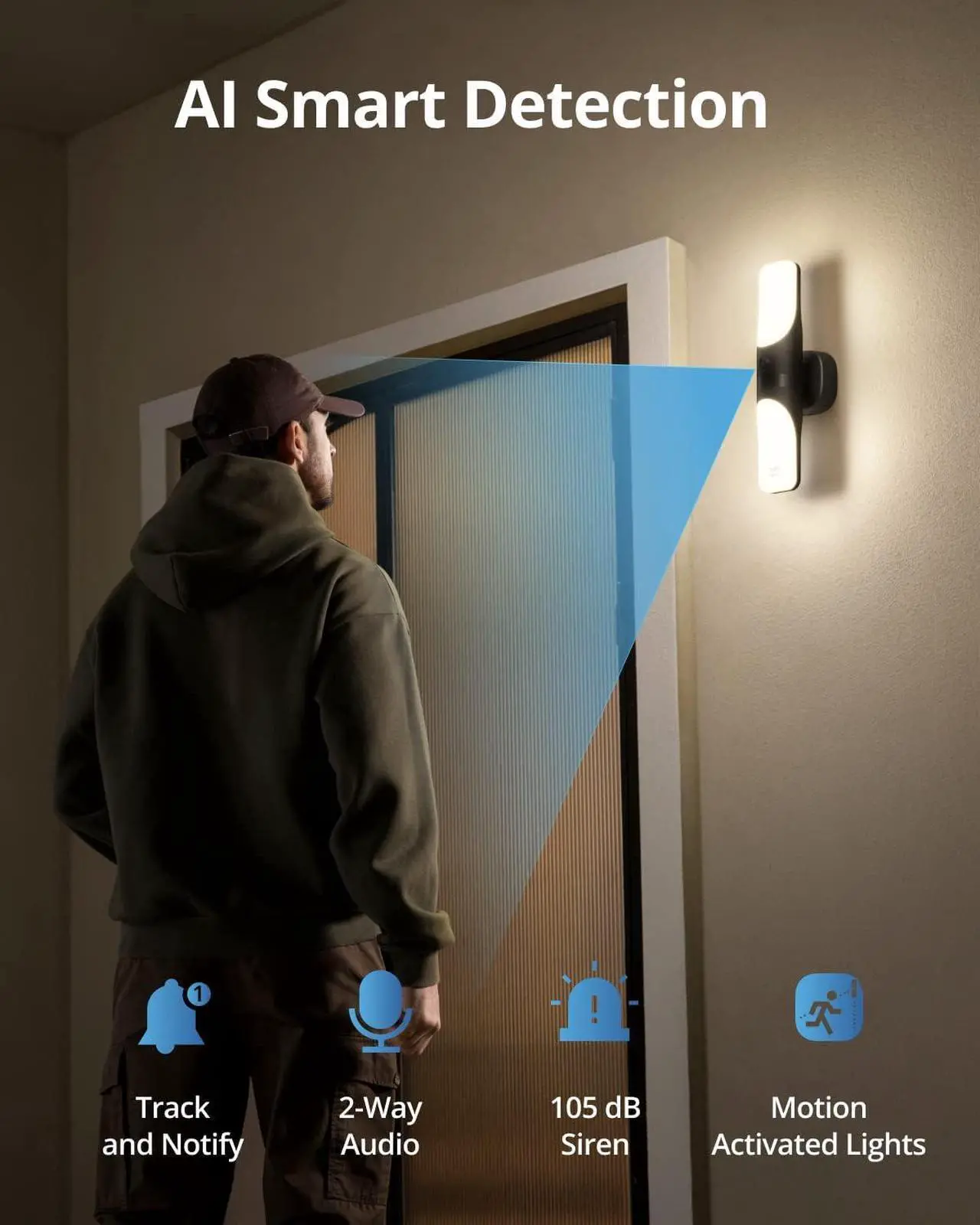 Alt view image 6 of 7 - eufy Security S100 Wired Wall Light Cam (2-Pack), Security Camera Outdoor, 2K Camera with 1200 Lumen Light, Color Night Vision, Motion Activated Light, AI Smart Detection, IP65 Waterproof