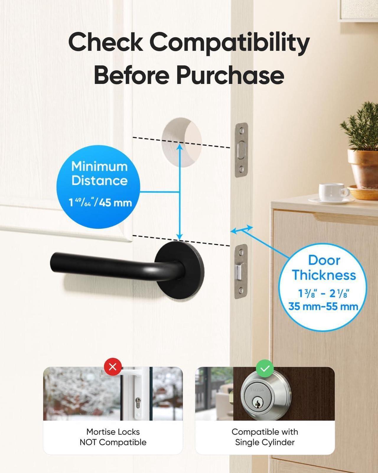 Alt view image 6 of 6 - eufy Security Smart Lock C220, Fingerprint Keyless Entry Door Lock, Built-in Wi-Fi, App Remote Control, Front Door Smart Lock Deadbolt, 8Months Battery, Reliable Power, IP53 Waterproof (Renewed)