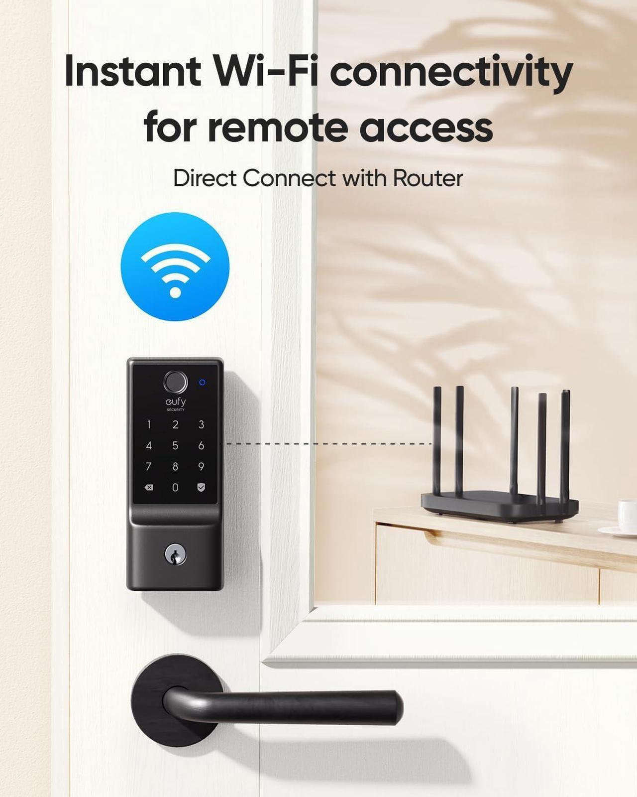 Alt view image 5 of 6 - eufy Security Smart Lock C220, Fingerprint Keyless Entry Door Lock, Built-in Wi-Fi, App Remote Control, Front Door Smart Lock Deadbolt, 8Months Battery, Reliable Power, IP53 Waterproof (Renewed)