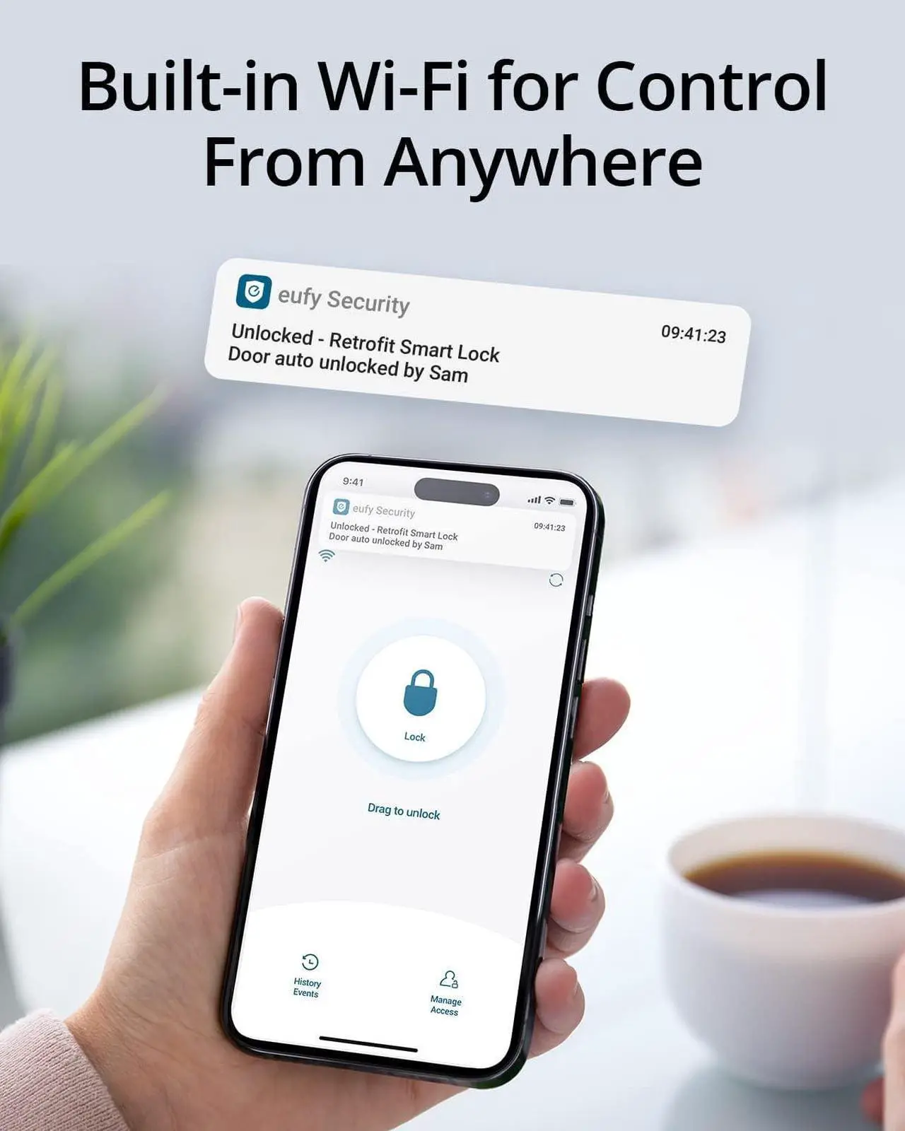 Alt view image 5 of 7 - eufy Security Retrofit Smart Lock E130+Wireless Fingerprint Keypad, Fits Your Existing Deadbolt, Fingerprint Smart Lock, Wi-Fi, App Remote Control, IP65 Waterproof