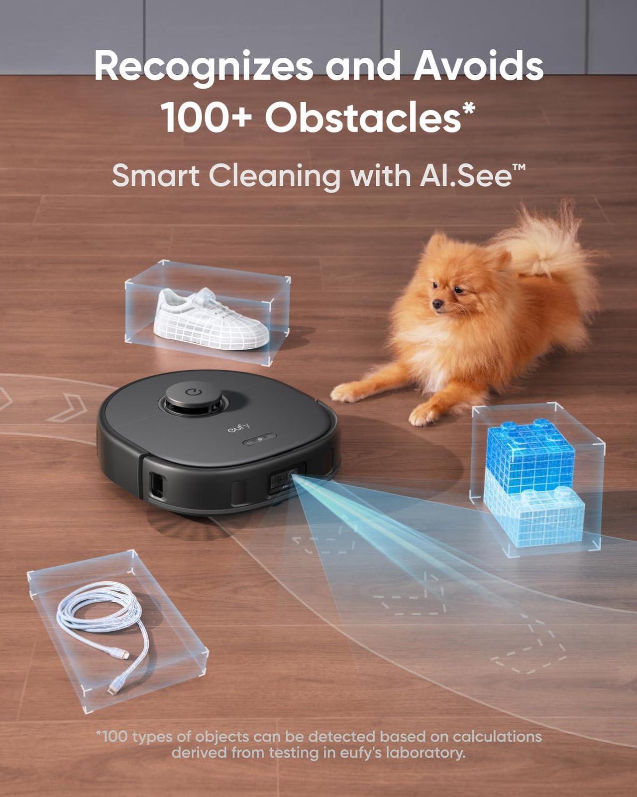 Alt view image 5 of 6 - eufy X10 Pro Omni Robot Vacuum and Mop with 8,000 Pa Suction, Dual Mops with 12 mm Auto-Lift and Carpet Detection, AI Obstacle Avoidance, Auto Mop Washing, Auto Drying, Self-Emptying, Self-Refilling