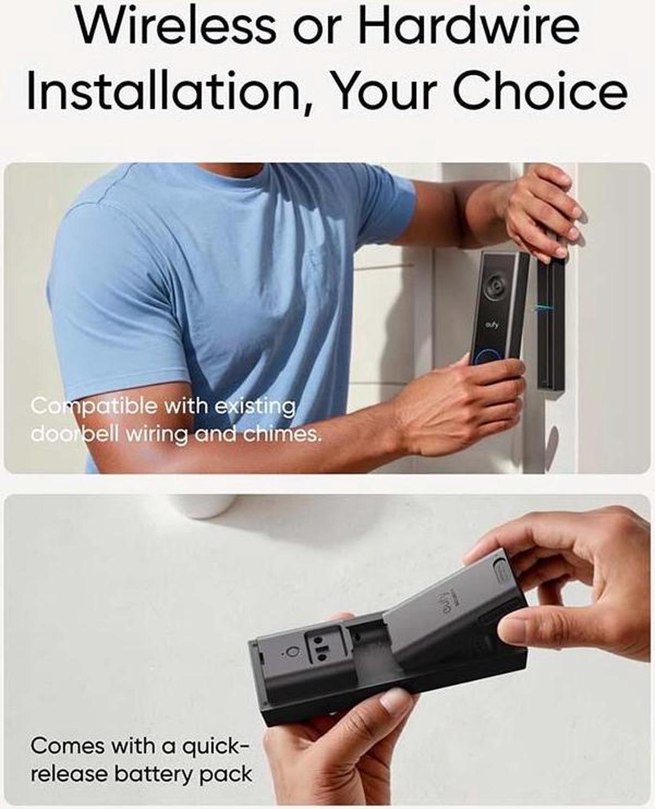 Alt view image 4 of 7 - eufy Video Doorbell C31, 2K FHD, Battery or Hardwire Powered, Easy to Install, Quick-Release Battery, Live Video Call, 24/7 Recording, Human & Motion Detection, HomeBase S380 Compatible,No Monthly Fee