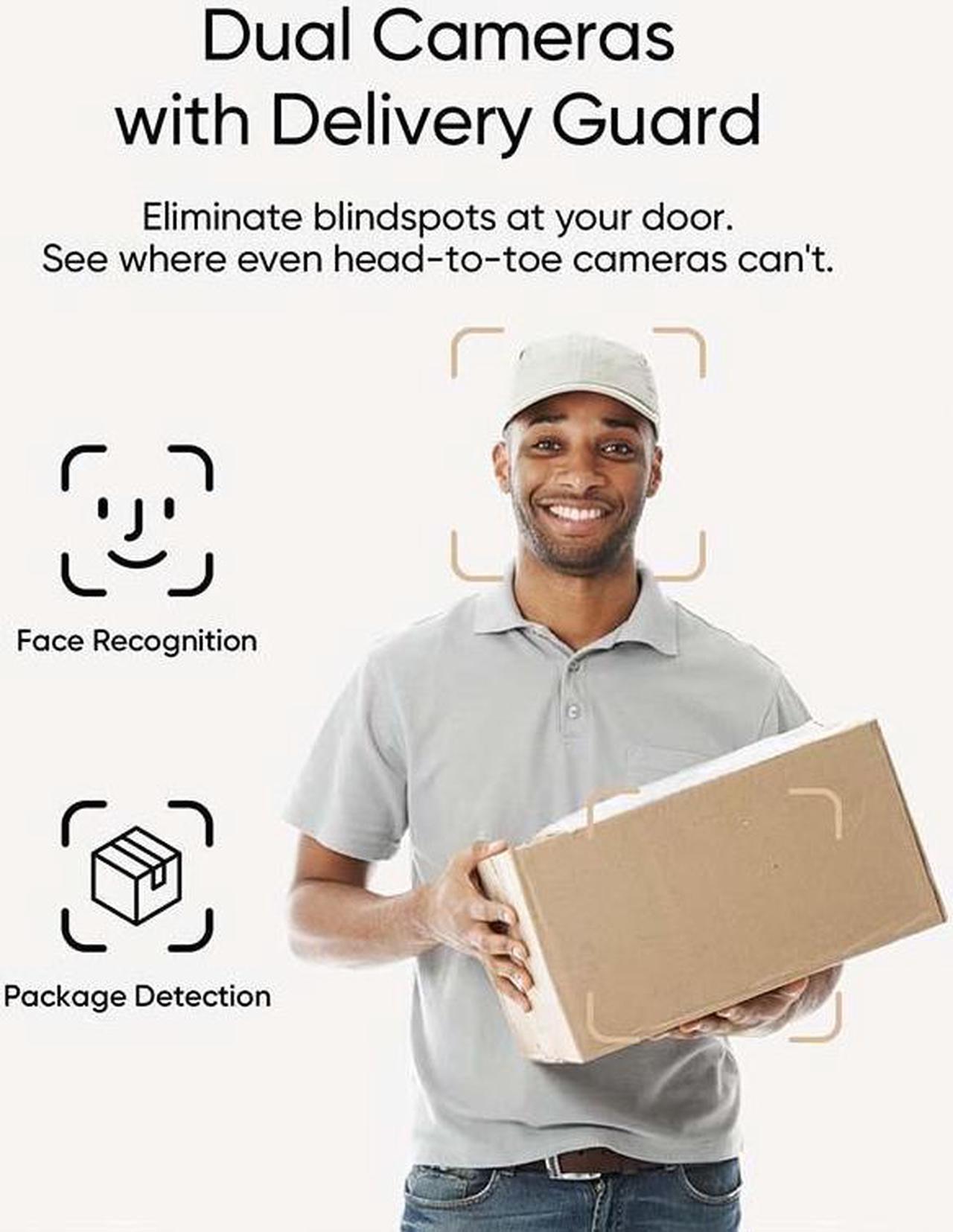 Alt view image 3 of 6 - eufy Security Video Doorbell E340 (Battery Powered), Dual Cameras with Delivery Guard, 2K Full HD and Color Night Vision, HomeBase S380 Compatible, No Monthly Fee