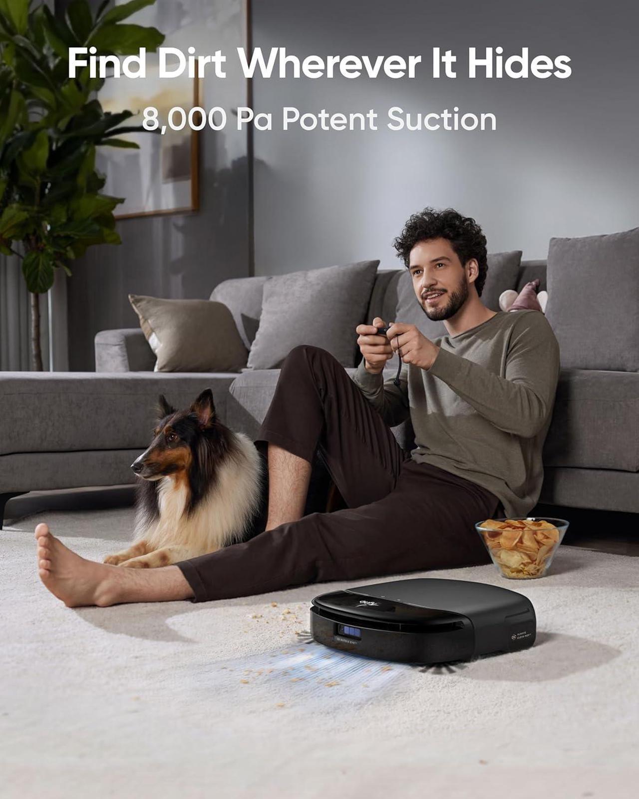 Alt view image 6 of 6 - eufy Robot Vacuum Omni S1 Pro with All-in-One Station, Floor Washing Robot Vacuum and Mop, Eco-Clean Ozone, 8000 Pa Suction, Obstacle Avoidance, Auto Mop Washing & Drying, Self-Emptying