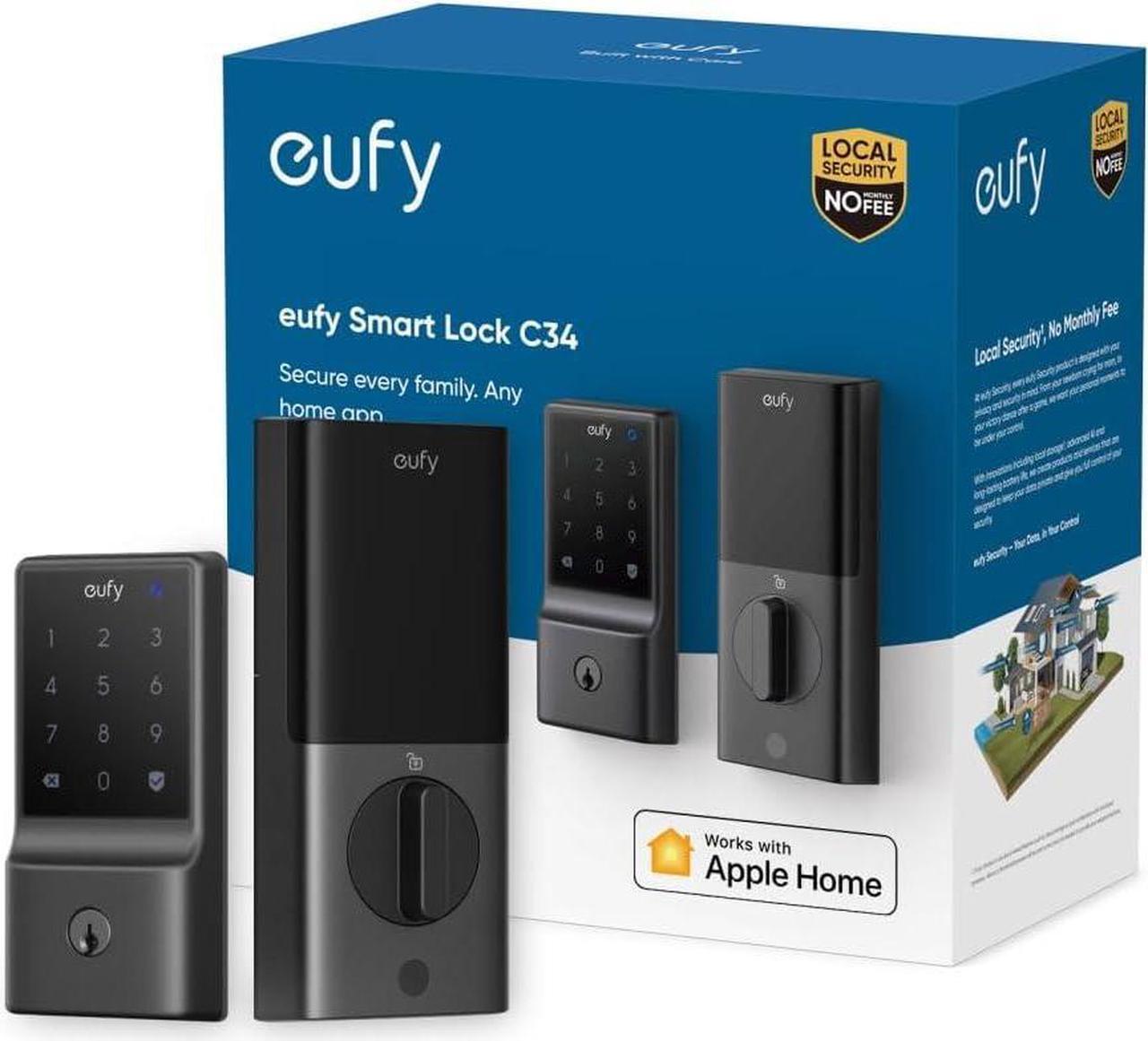 Main image of eufy Smart Lock C34, Keyless Entry Door Lock with Apple Home Ecosystem, Built-in Wi-Fi Deadbolt for Front Door or Back, Supports Matter, Apple Home, Alexa, Google Home, SmartThings, Auto Lock