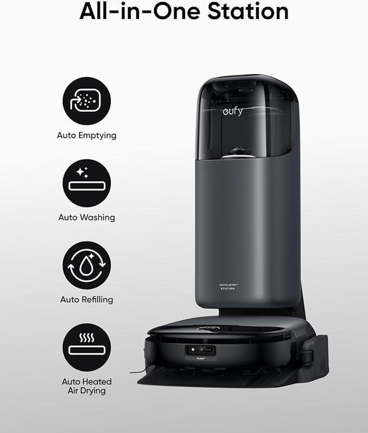 Alt view image 3 of 6 - eufy S1 with All-in-One Station, HydroJet Robot Vacuum and Mop Combo, 8,000 Pa Suction, Smart Obstacle Avoidance, Multi-Level Mapping, Mop Auto-Retraction, Perfect for Pet Hair