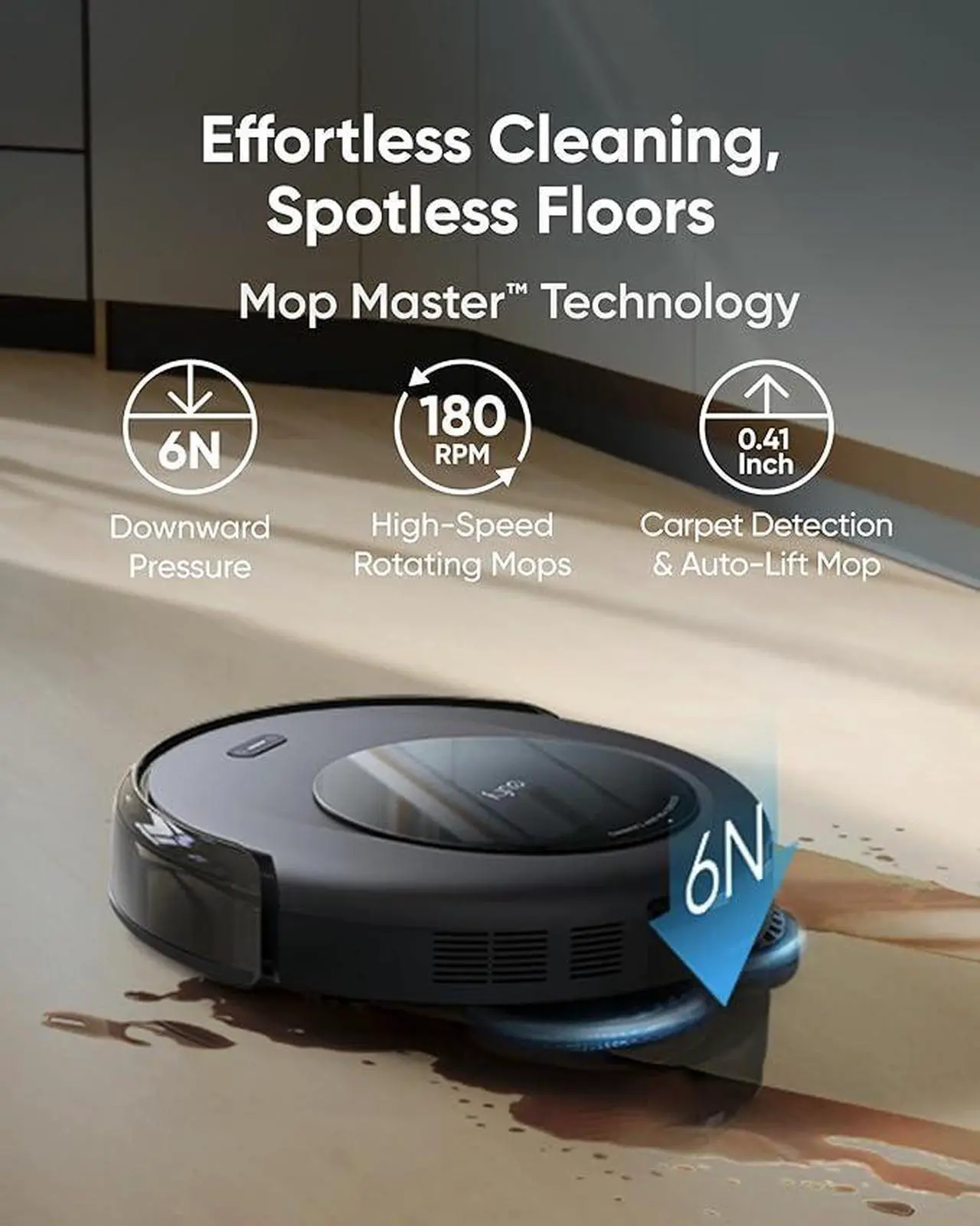 Alt view image 5 of 7 - eufy Robot Vacuum Omni C20, Robot Vacuum and Mop Combo, Self Emptying, Auto Mop Washing and Auto Drying for Hands-free Cleaning, 7000 Pa Powerful Suction, 3.35-Inch Ultra-Slim Body, All-in-One Station