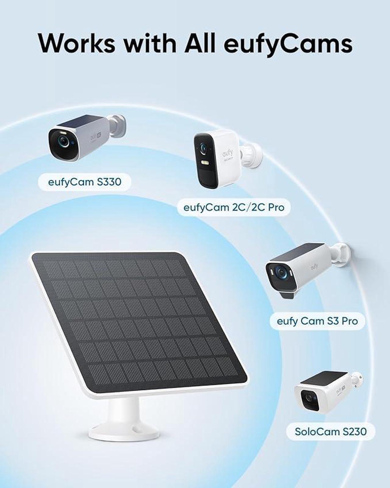 Alt view image 4 of 6 - eufy Security Solar Panel (3W) Compatible with All Models of eufyCam, Continuous Power Supply, IP65 Weatherproof for Outdoor Surveillance and Camera Charging