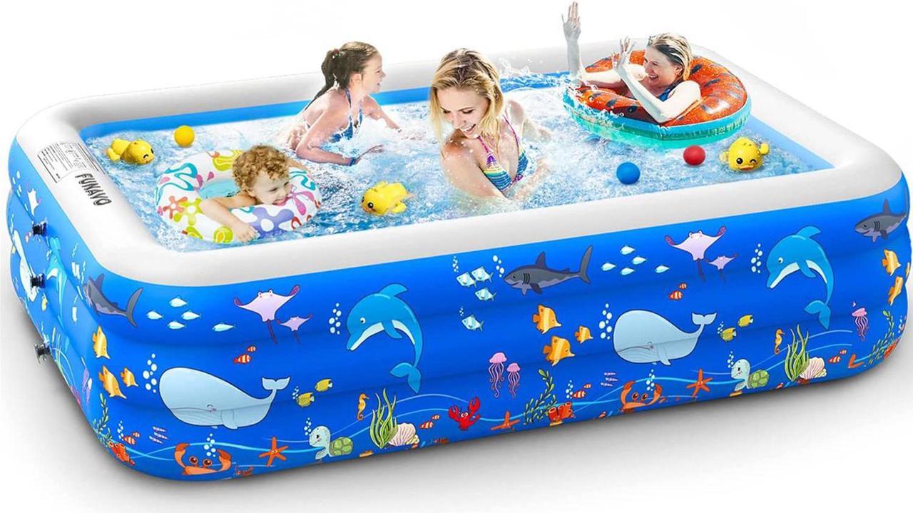 Main image of TakeIt Inflatable Swimming Pools, Inflatable Pool for Kids, Kiddie, Toddler, Adults, 100" X 71" X 22" Family Full-Sized Swimming Pool, Lounge Pool for Outdoor, Backyard, Garden, Indoor, Lounge