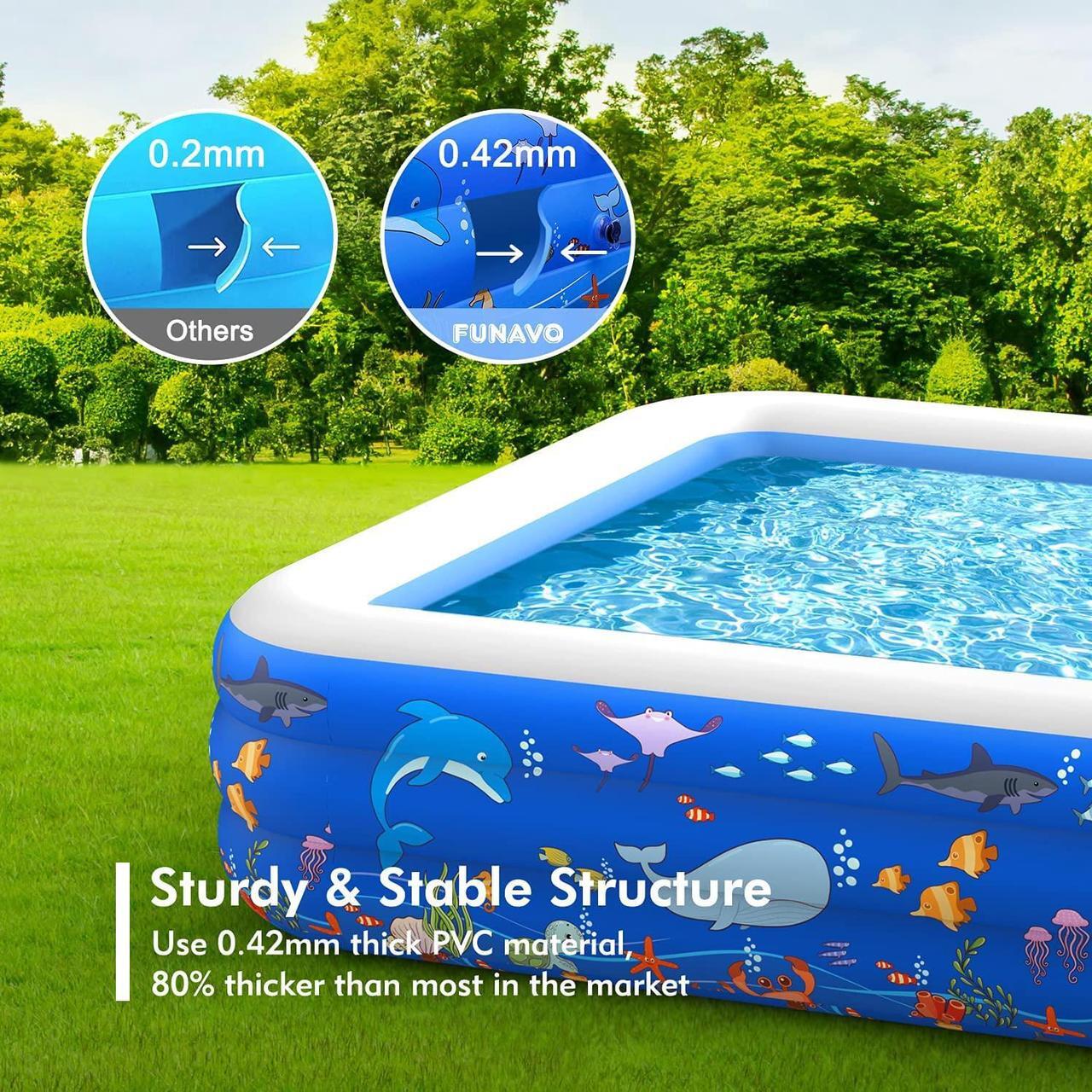 Alt view image 5 of 7 - TakeIt Inflatable Swimming Pools, Inflatable Pool for Kids, Kiddie, Toddler, Adults, 100" X 71" X 22" Family Full-Sized Swimming Pool, Lounge Pool for Outdoor, Backyard, Garden, Indoor, Lounge