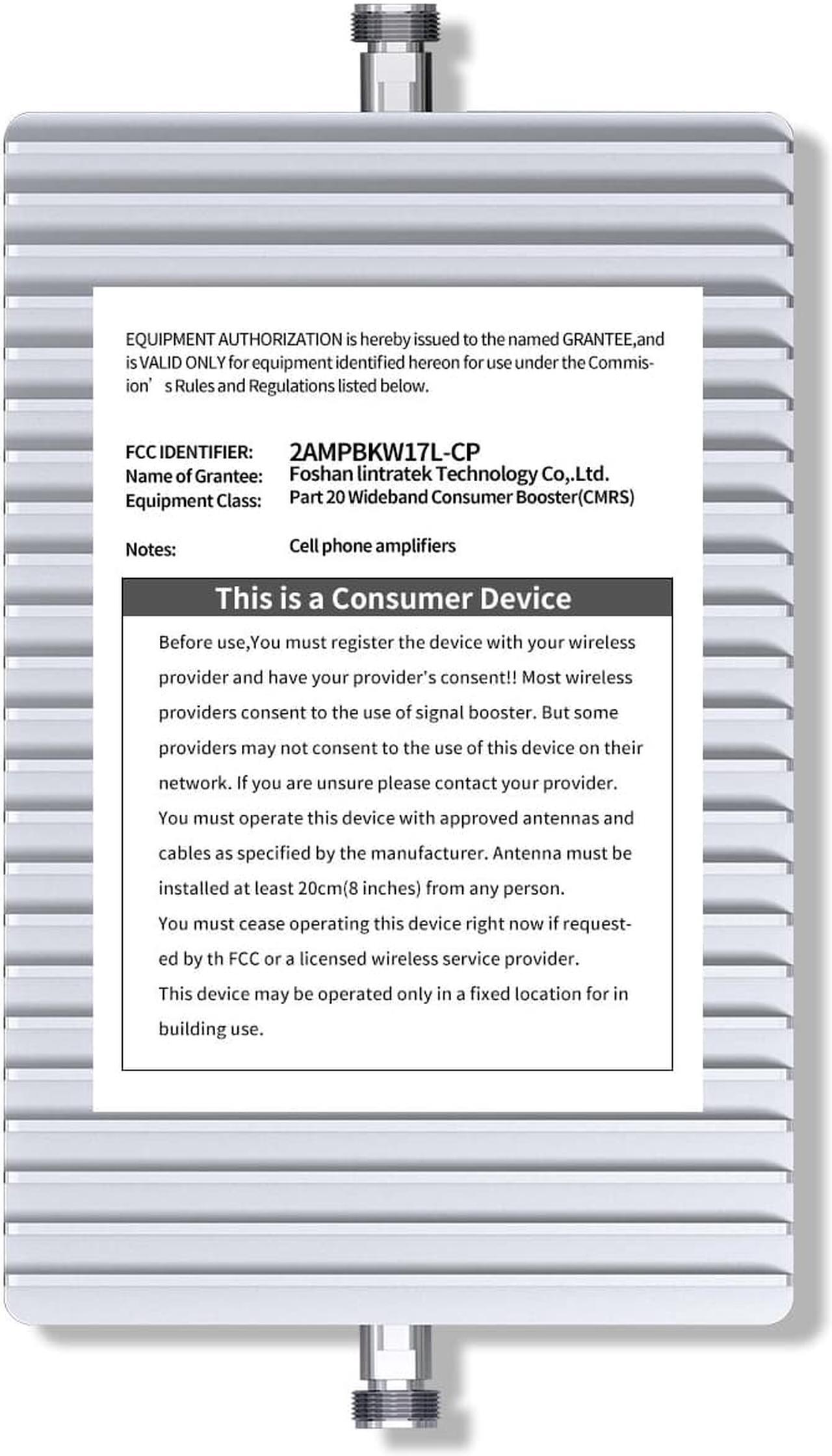 Alt view image 7 of 7 - Lintratek Cell Phone Signal Booster for Home and Office GSM 3G 4G LTE 5G Band 2/4/5/12/17 Mobile Phone Booster Cellular Signal Amplifier Kit for AT&T, Verizon, T-Mobile & More, FCC Approved