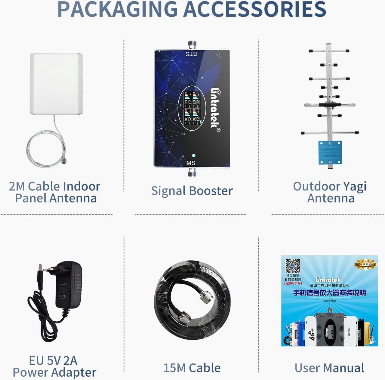 Alt view image 6 of 7 - Lintratek Cell Phone Signal Booster for Home and Office GSM 3G 4G LTE 5G Band 2/4/5/12/17 Mobile Phone Booster Cellular Signal Amplifier Kit for AT&T, Verizon, T-Mobile & More, FCC Approved