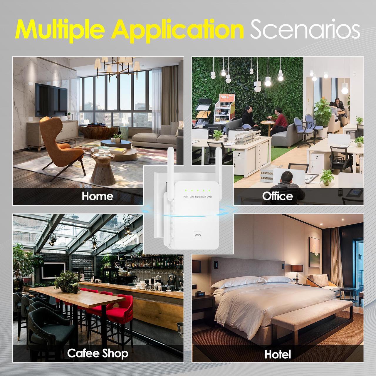 Alt view image 7 of 7 - WiFi Range Extender AC1200 Dual Band 2.4/5GHz WiFi Repeater,Covers Up to 1500 sq.ft & 30 Devices,WiFi Amplifier/ Access Point/Media Bridge/Router,1200Mbps Internet Booster,WPS Easy Set Up,Wall Plug