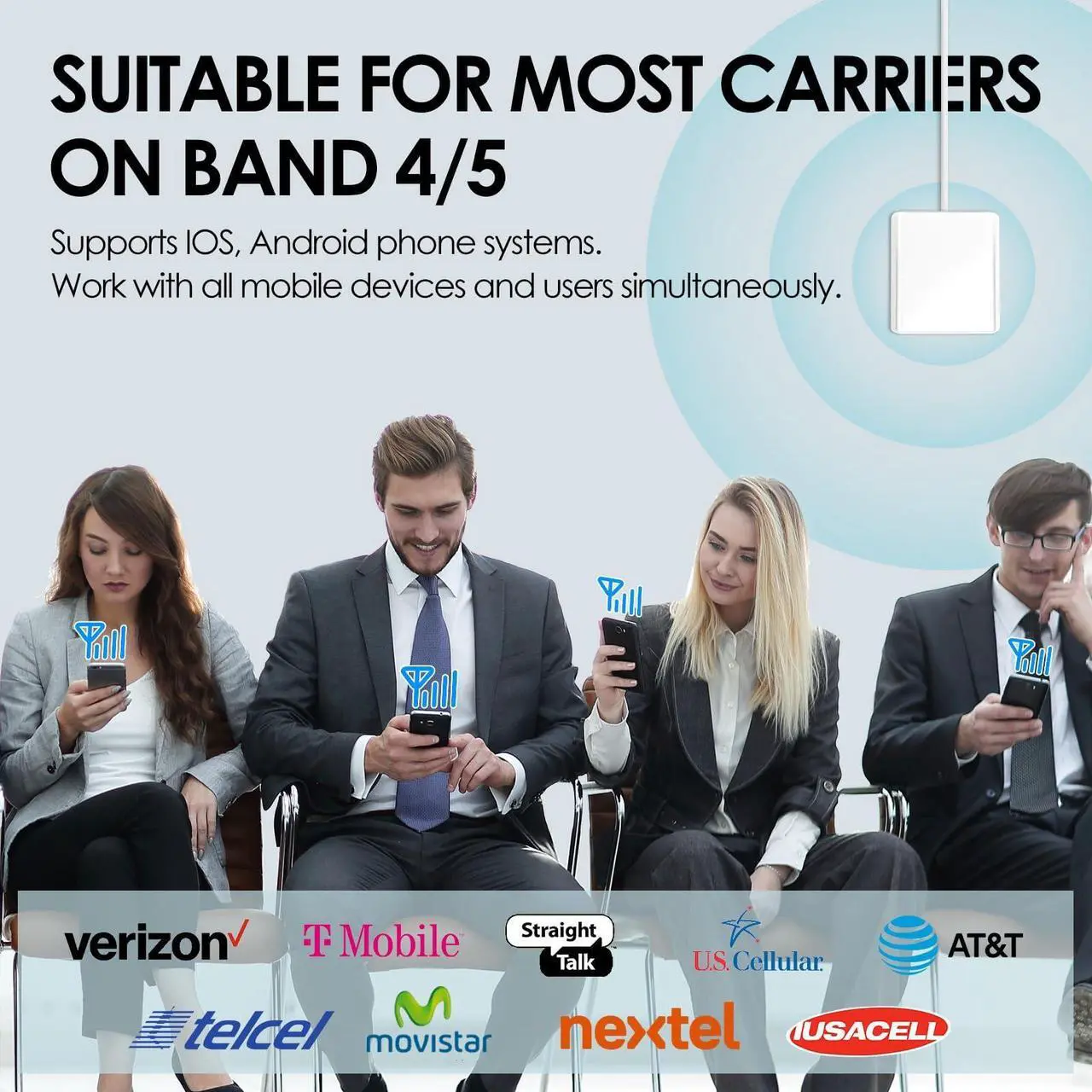 Alt view image 2 of 7 - Cell Phone Signal Booster for Home and Office 2G 3G 4G LTE Band 4 Band 5 850MHz 1700/2100MHz Cell Phone Booster Cellular Signal Booster for AT&T, Verizon, T-Mobile & More | FCC Approved