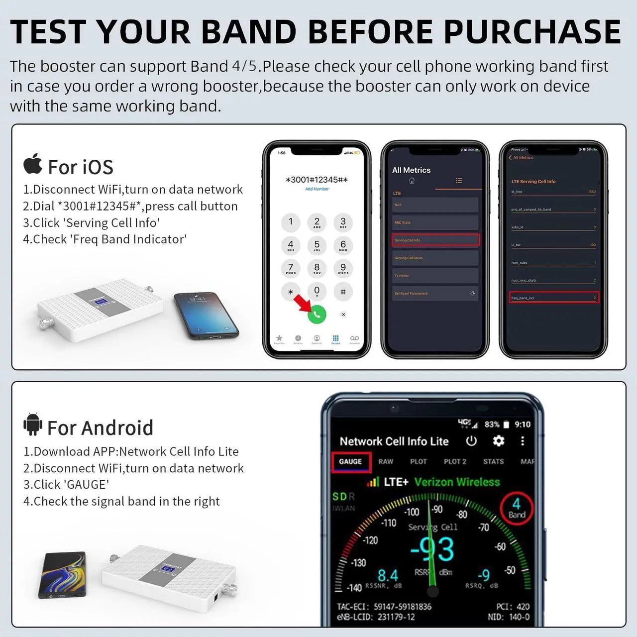 Alt view image 7 of 7 - Cell Phone Signal Booster for Home and Office 2G 3G 4G LTE Band 4 Band 5 850MHz 1700/2100MHz Cell Phone Booster Cellular Signal Booster for AT&T, Verizon, T-Mobile & More | FCC Approved