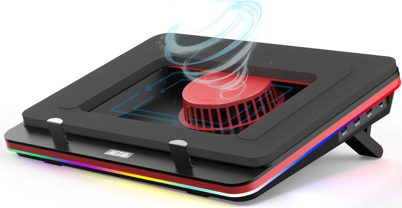 Main image of IETS GT500 Powerful Turbo-Fan (5000 RPM) RGB Laptop Cooling Pad with Infinitely Variable Speed,Seal Foam for Rapid Cooling Gaming Laptop,13-17.3inch Laptop Cooler with 3-Port USB Hub