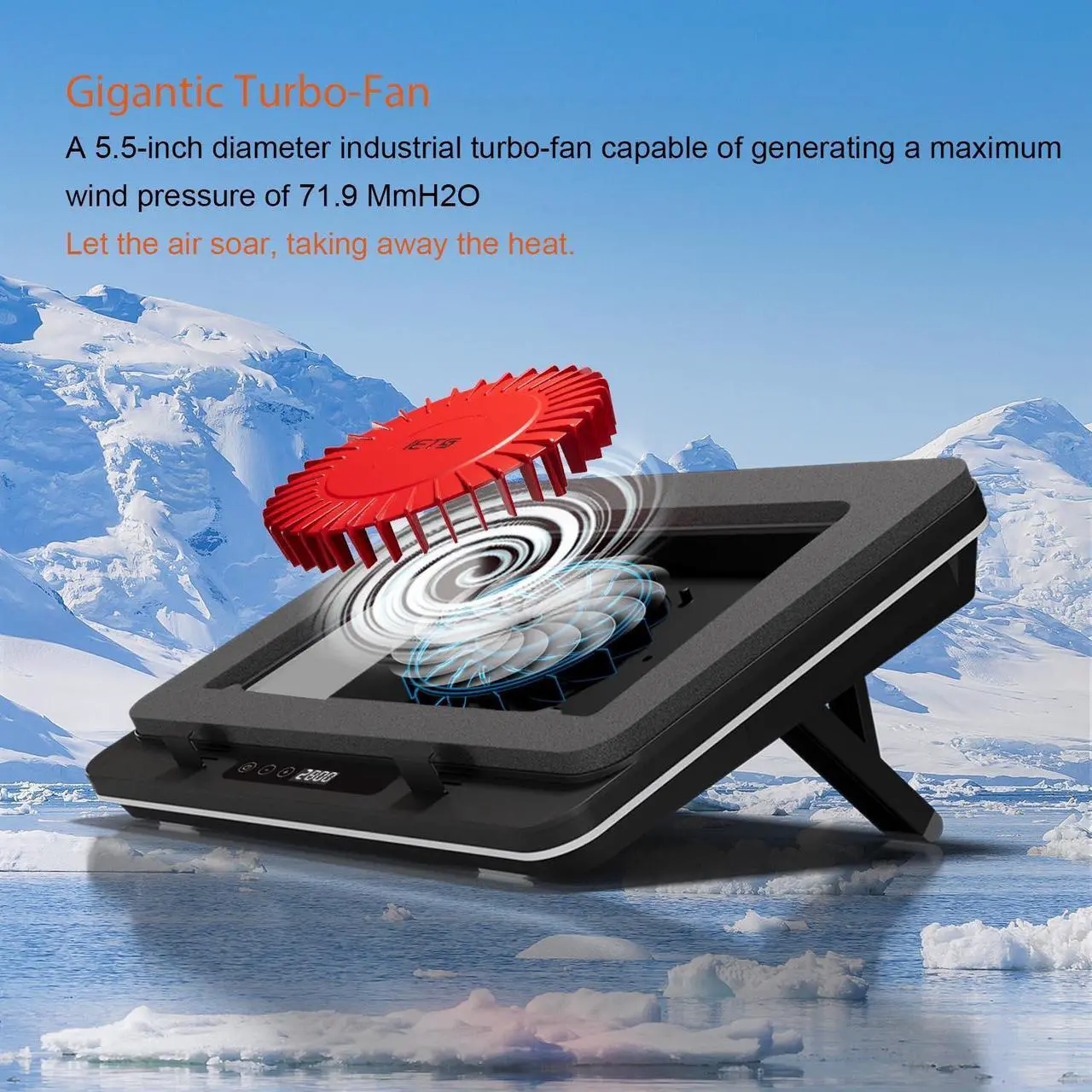 Alt view image 2 of 7 - IETS GT600  Laptop Cooling Pad Equipped with Gigantic Turbo-Fan(5.5inch Diameter),Sealed Foam for Rapid Cooling Gaming Laptop,14.1-19.3 inch Laptop Cooler with 3-Port USB Hub,Dust Filter GT600V1