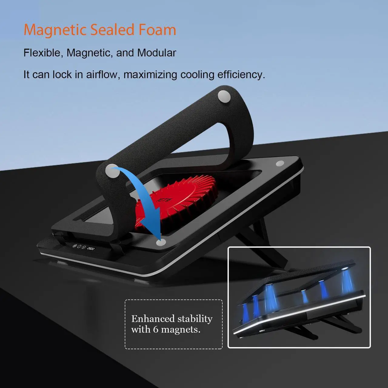 Alt view image 3 of 7 - IETS GT600  Laptop Cooling Pad Equipped with Gigantic Turbo-Fan(5.5inch Diameter),Sealed Foam for Rapid Cooling Gaming Laptop,14.1-19.3 inch Laptop Cooler with 3-Port USB Hub,Dust Filter GT600V1
