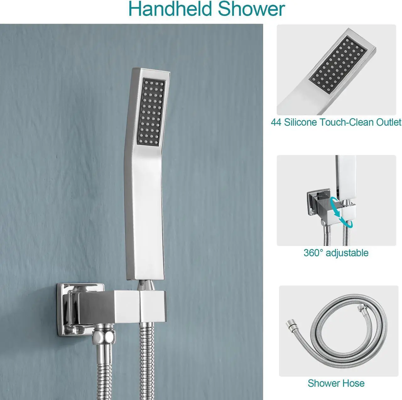 Alt view image 5 of 7 - Ceiling Mount Dual Shower System 16'' High Pressure Shower Head and Handheld Shower Bathroom Luxury Rain Shower Combo with Rough-in Valve,Chrome